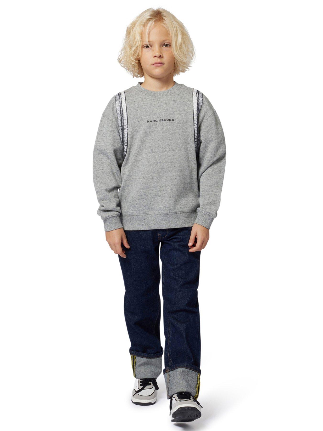  image of marc-jacobs-boys-backpack-print-sweatshirt-grey