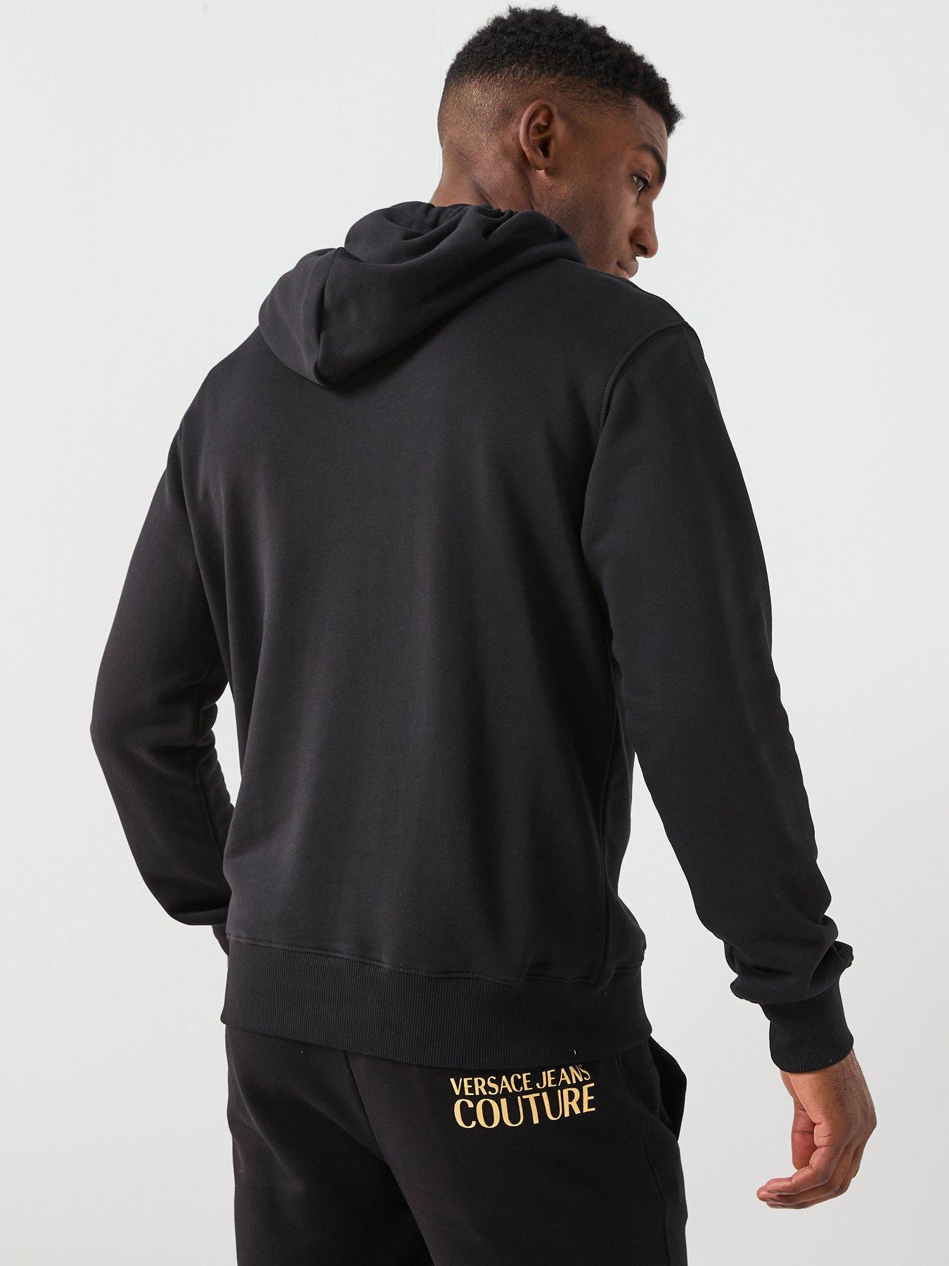 Image 2 of 5 of Versace Jeans Couture Barocco Institutional Logo Overhead Hoodie - Black