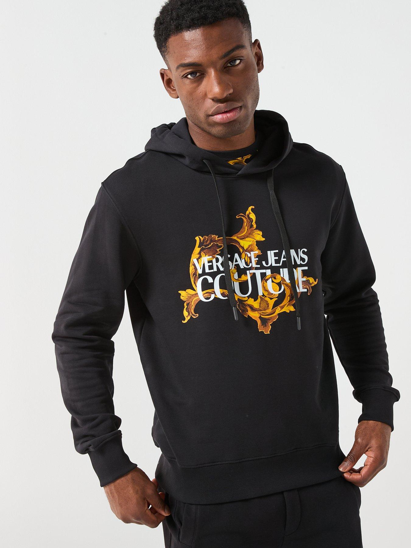 Image 5 of 5 of Versace Jeans Couture Barocco Institutional Logo Overhead Hoodie - Black