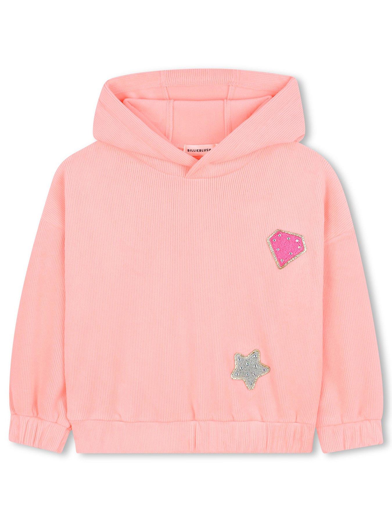 front image of billieblush-girls-velour-hoodie-pink