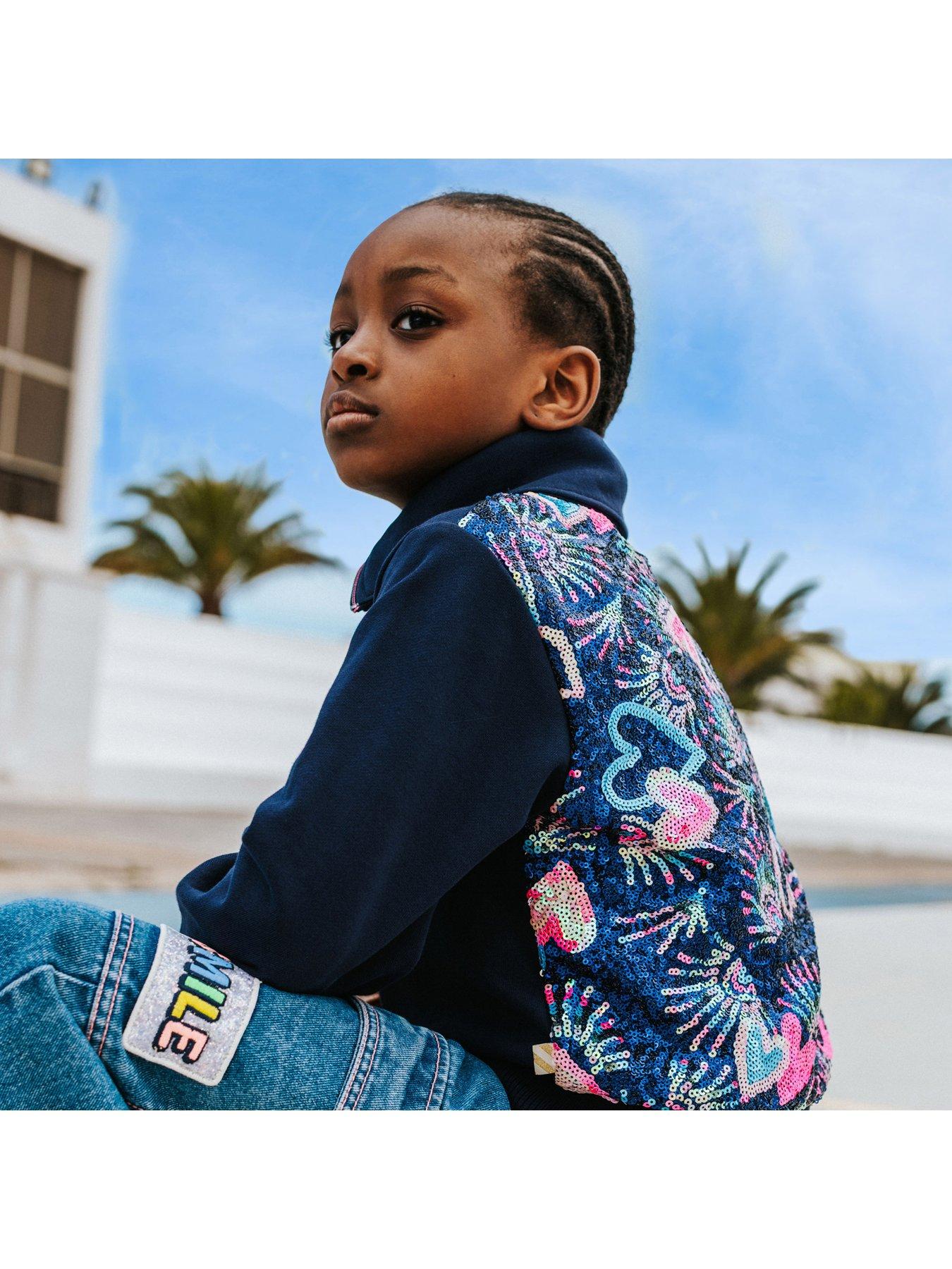 stillFront image of billieblush-girls-sequin-back-zip-up-cardigan-navy