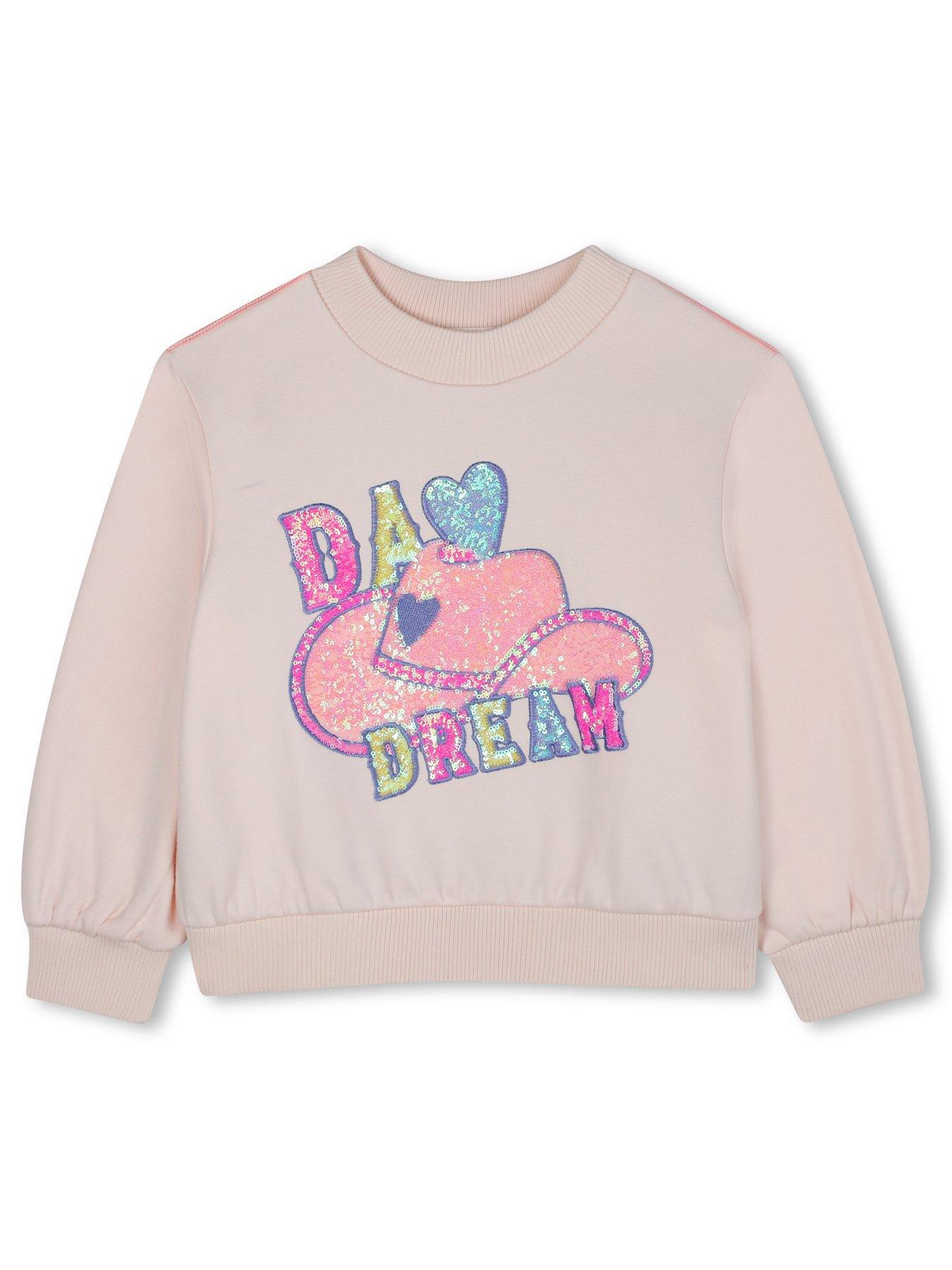 Billieblush Girls Sequin Trim Sweatshirt - Pink