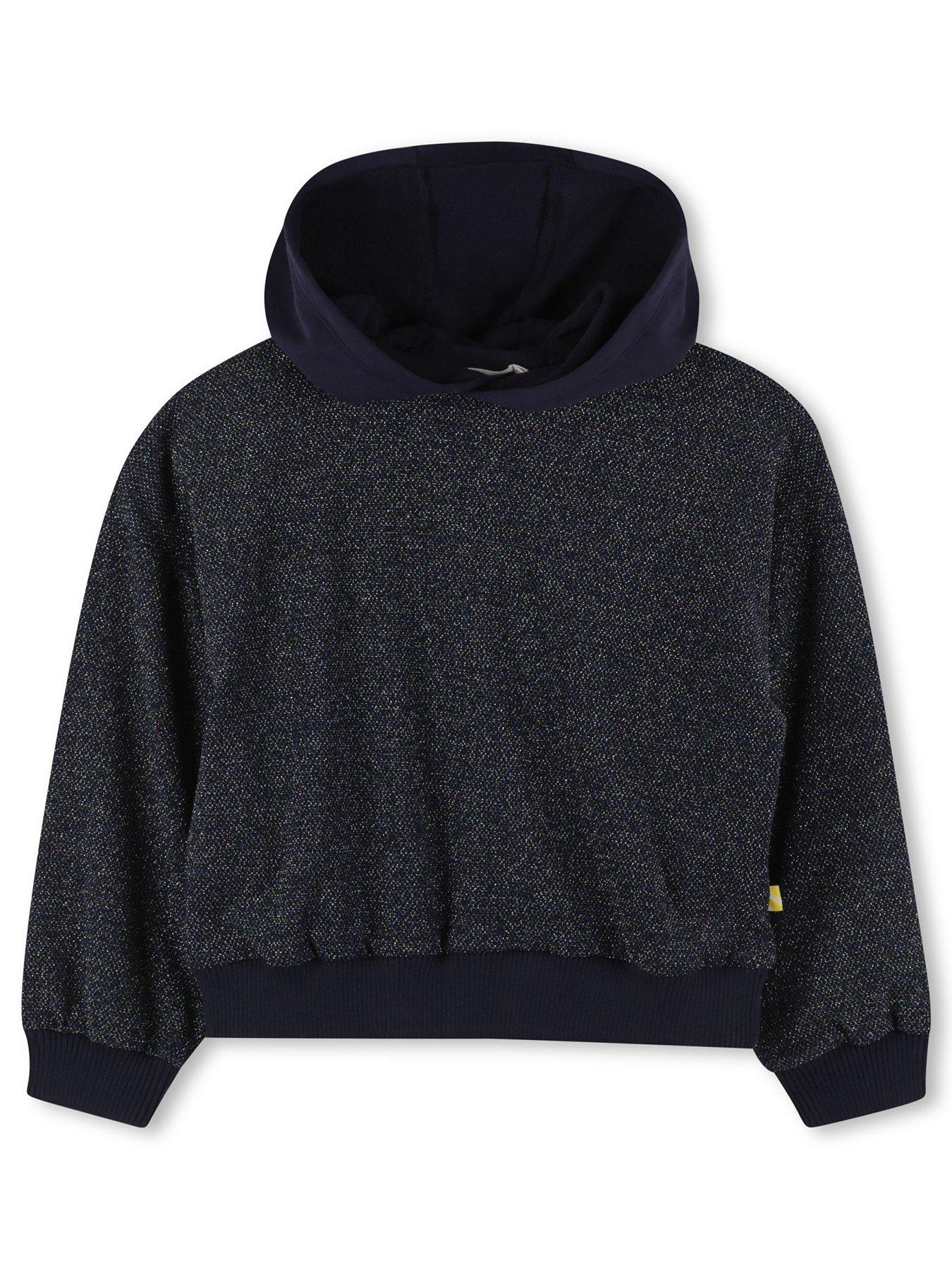 front image of billieblush-girls-shiny-knit-hoodie-navy