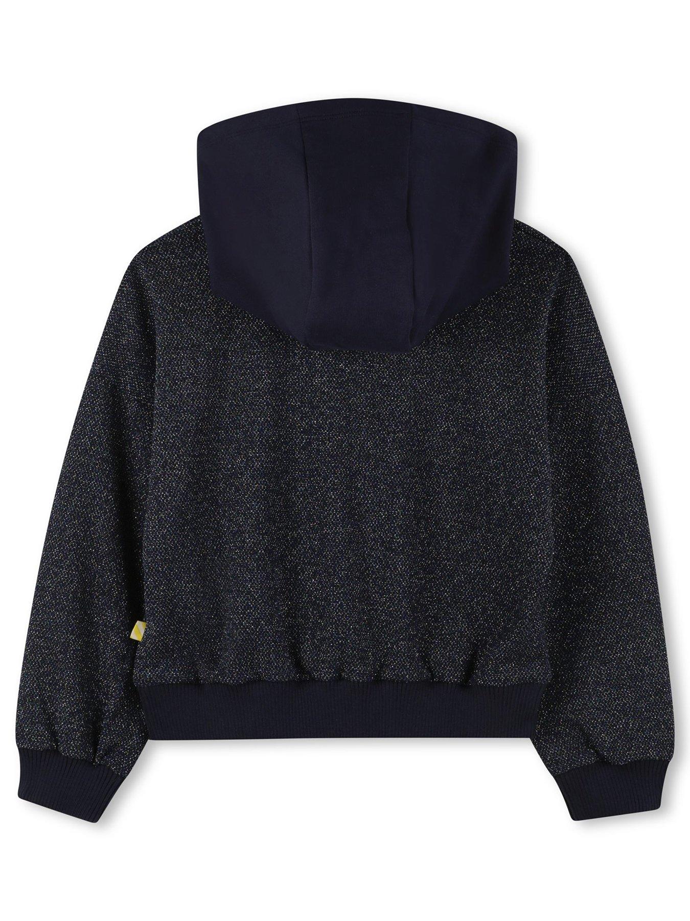  image of billieblush-girls-shiny-knit-hoodie-navy