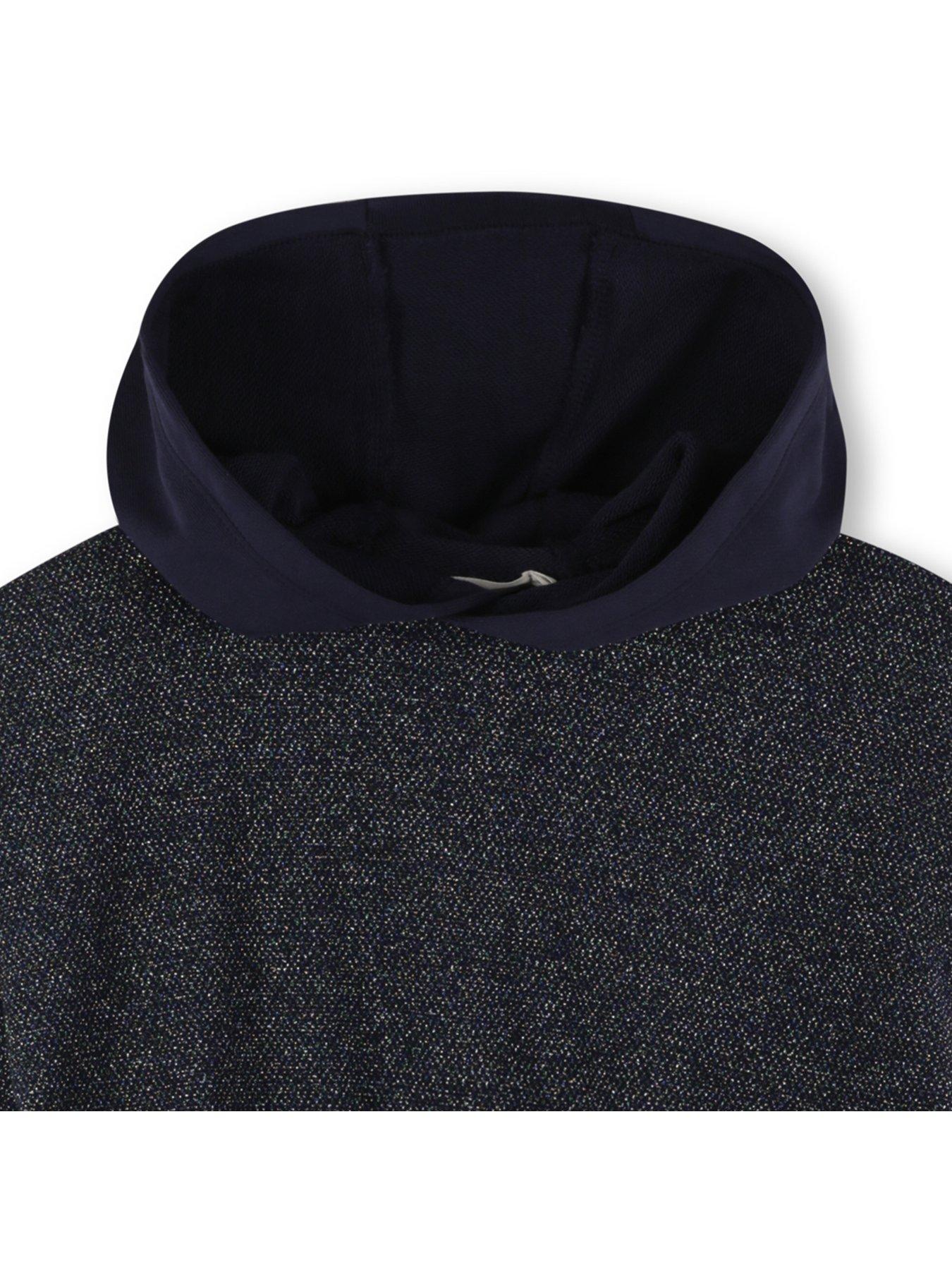  image of billieblush-girls-shiny-knit-hoodie-navy