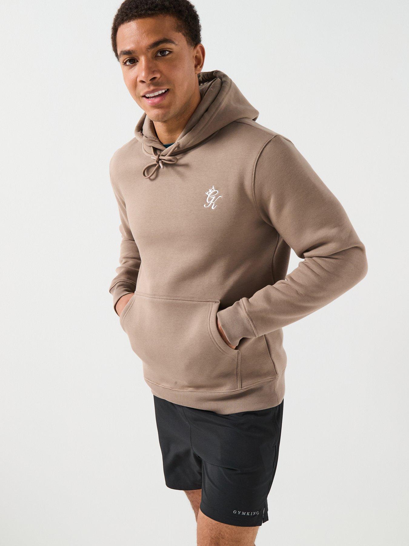  image of gym-king-mens-fundamental-fleece-hoodie-beige