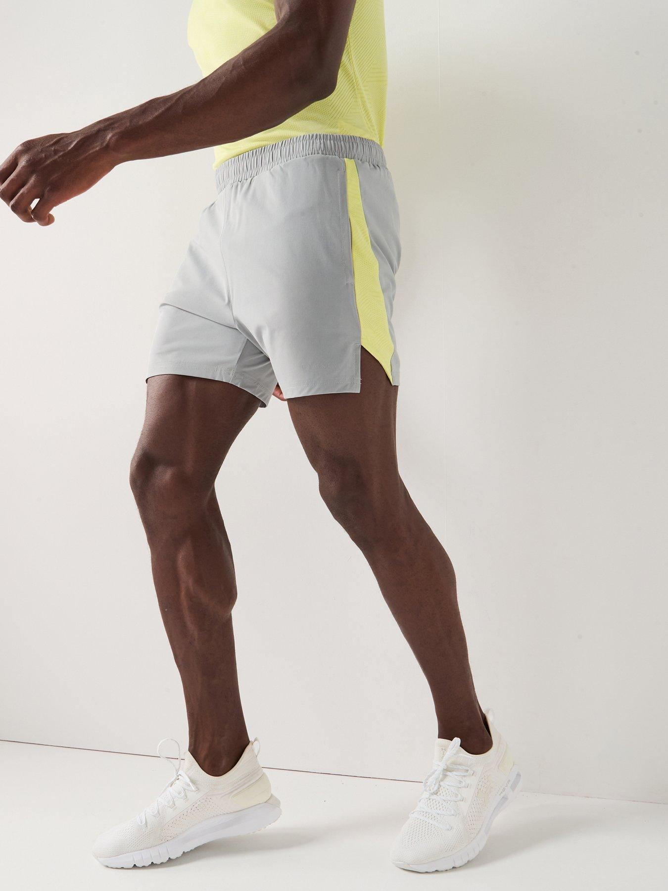 front image of gym-king-mens-geometric-knit-short-grey