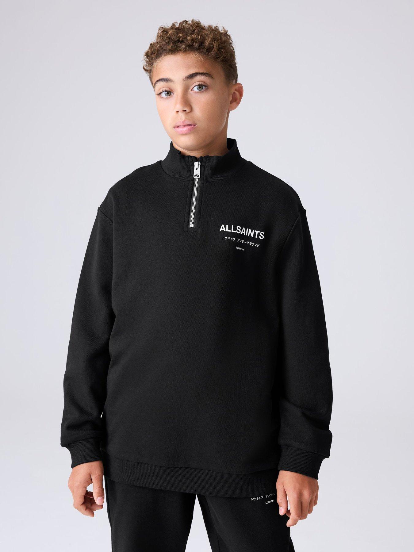  image of smallsaints-boys-underground-half-zip-sweat-top-black