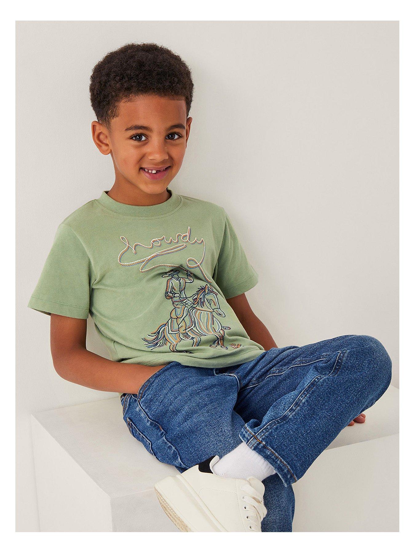 undefined Boys Short Sleeve Howdy Tshirt - Khaki