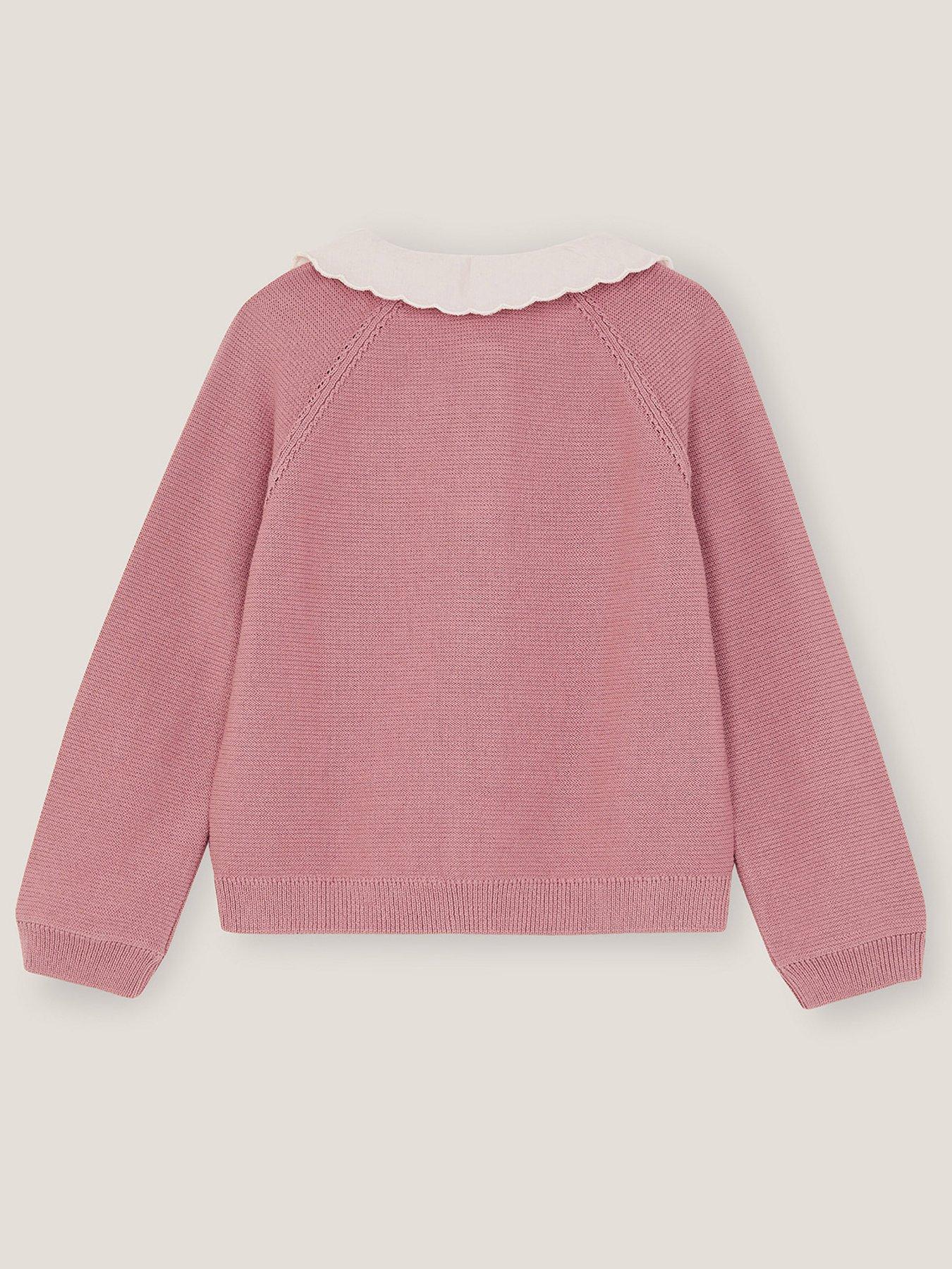Image 3 of 4 of Monsoon Baby Girls Eve Embroidered Cardigan - Pink