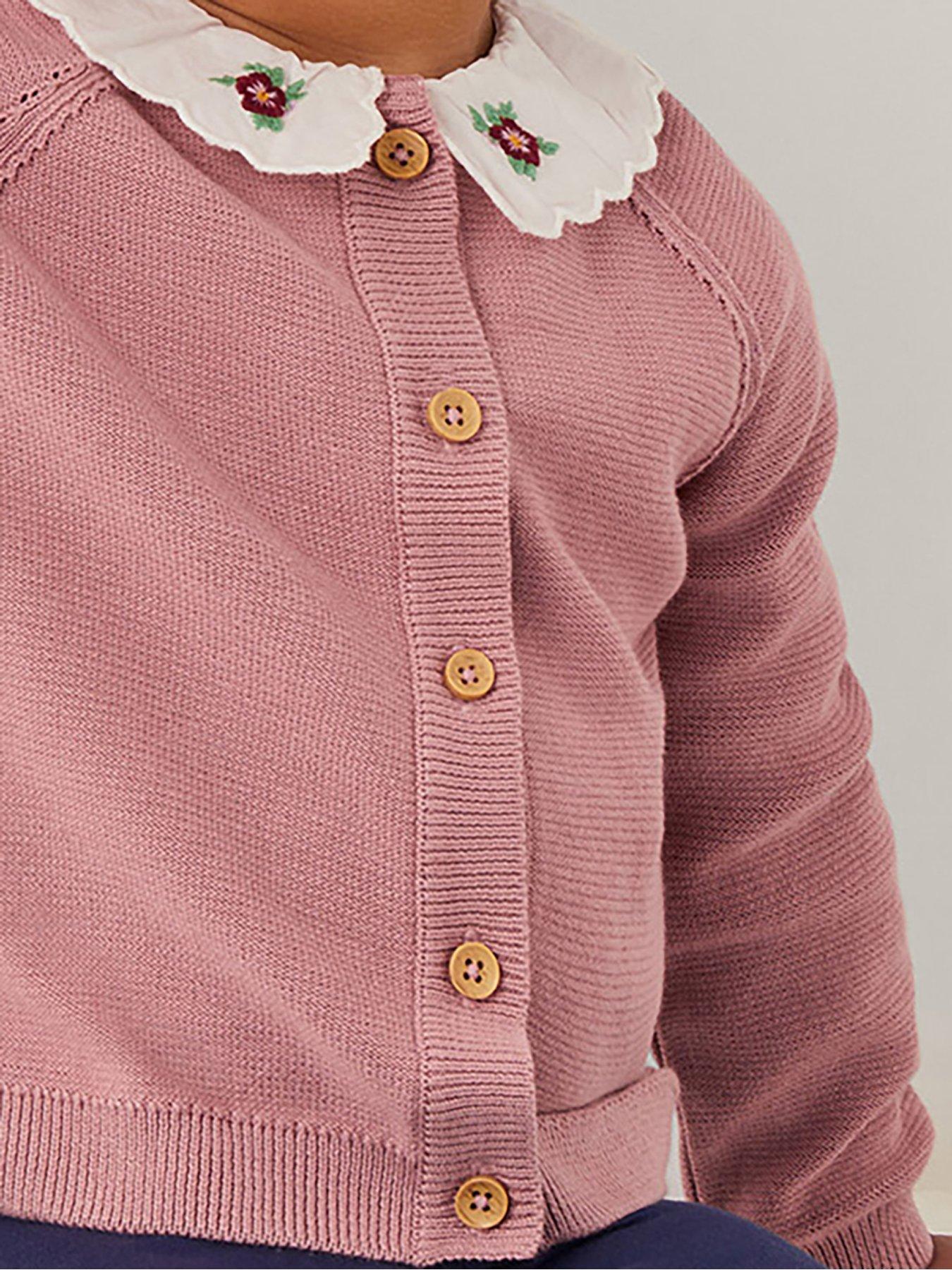 Image 4 of 4 of Monsoon Baby Girls Eve Embroidered Cardigan - Pink