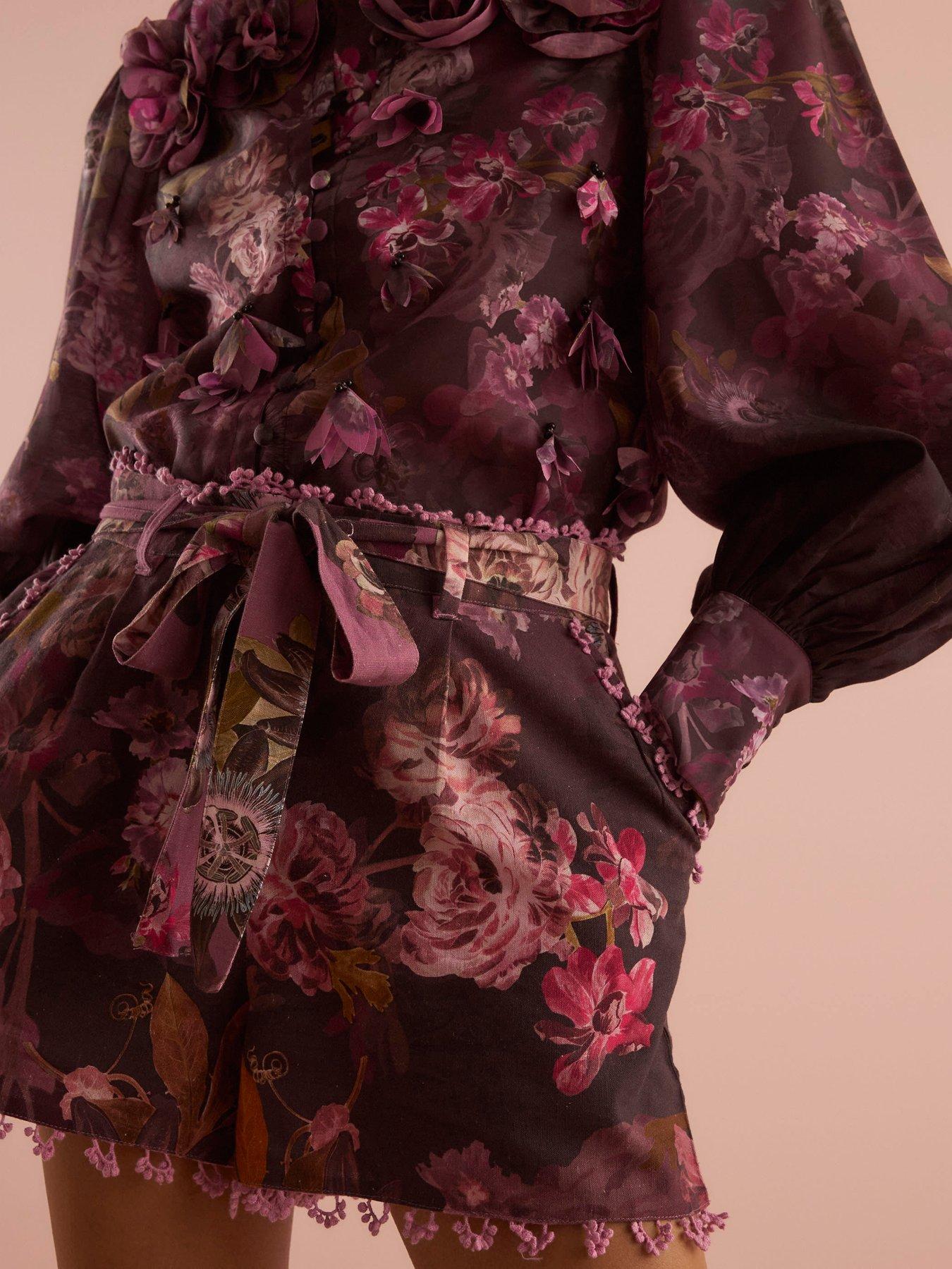Image 4 of 4 of River Island 3D Floral Short - Purple
