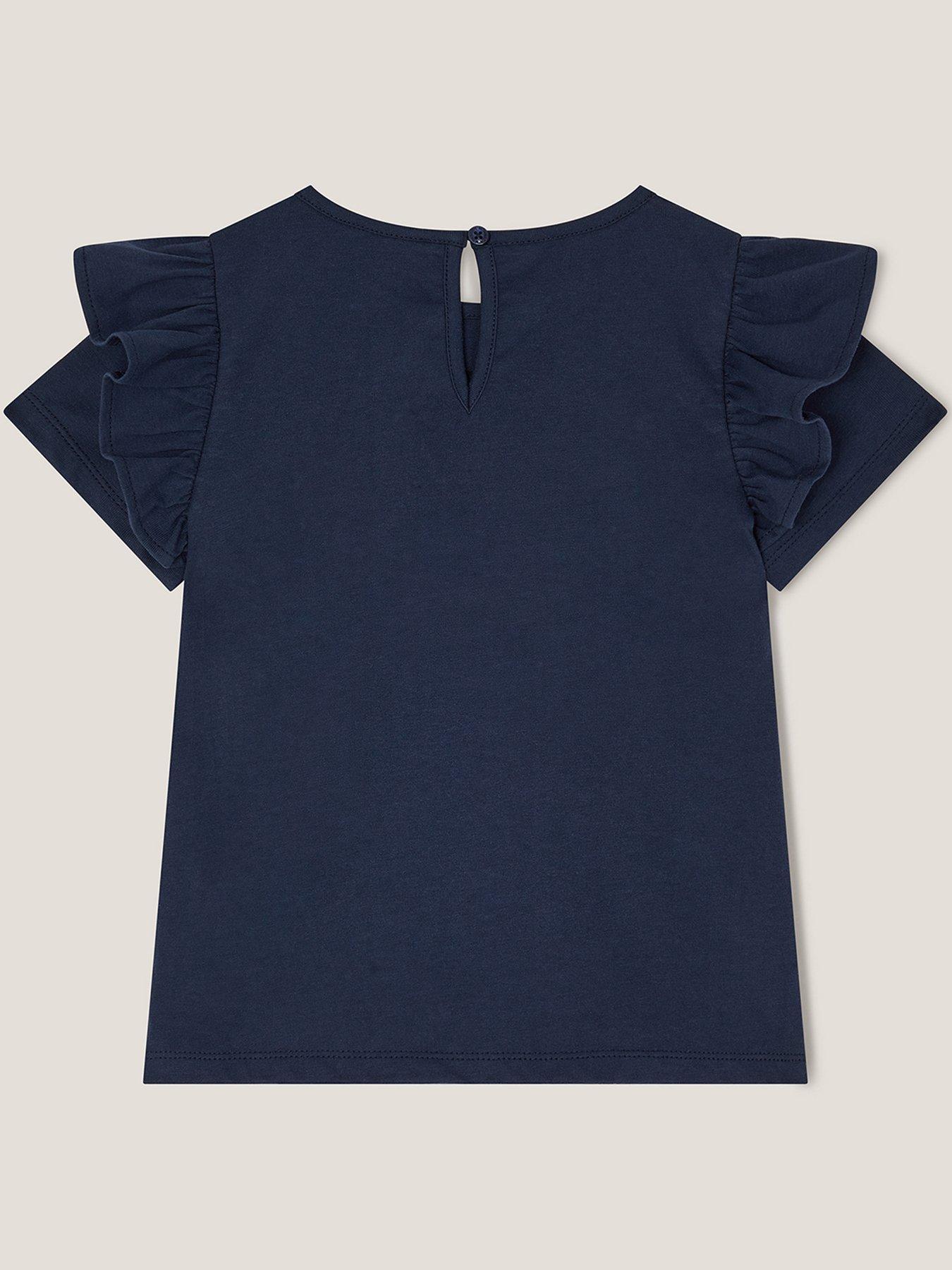 Image 2 of 4 of Monsoon Girls Cowboy Boot Floral T-shirt - Navy