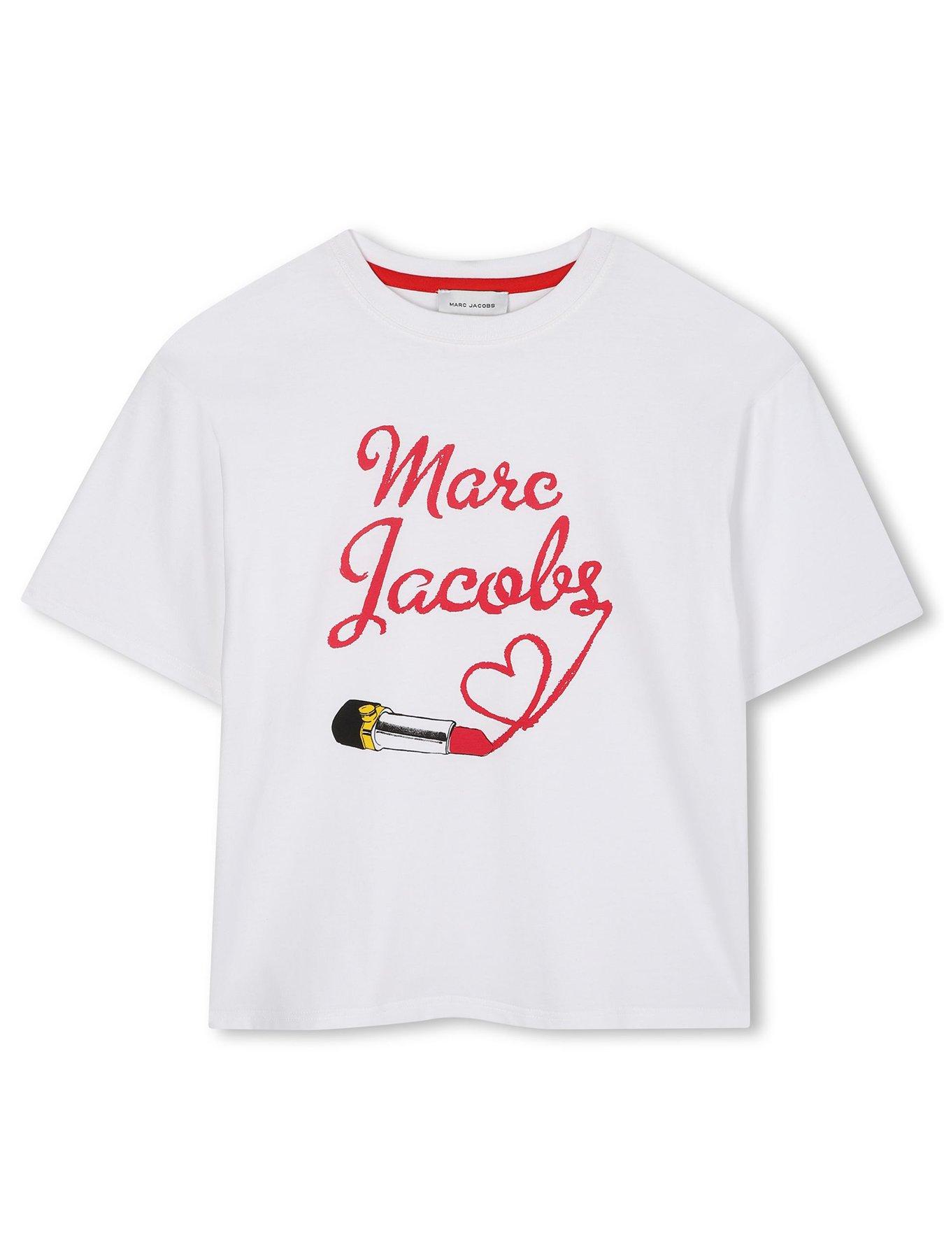front image of marc-jacobs-girls-lipstick-short-sleeve-t-shirt-white