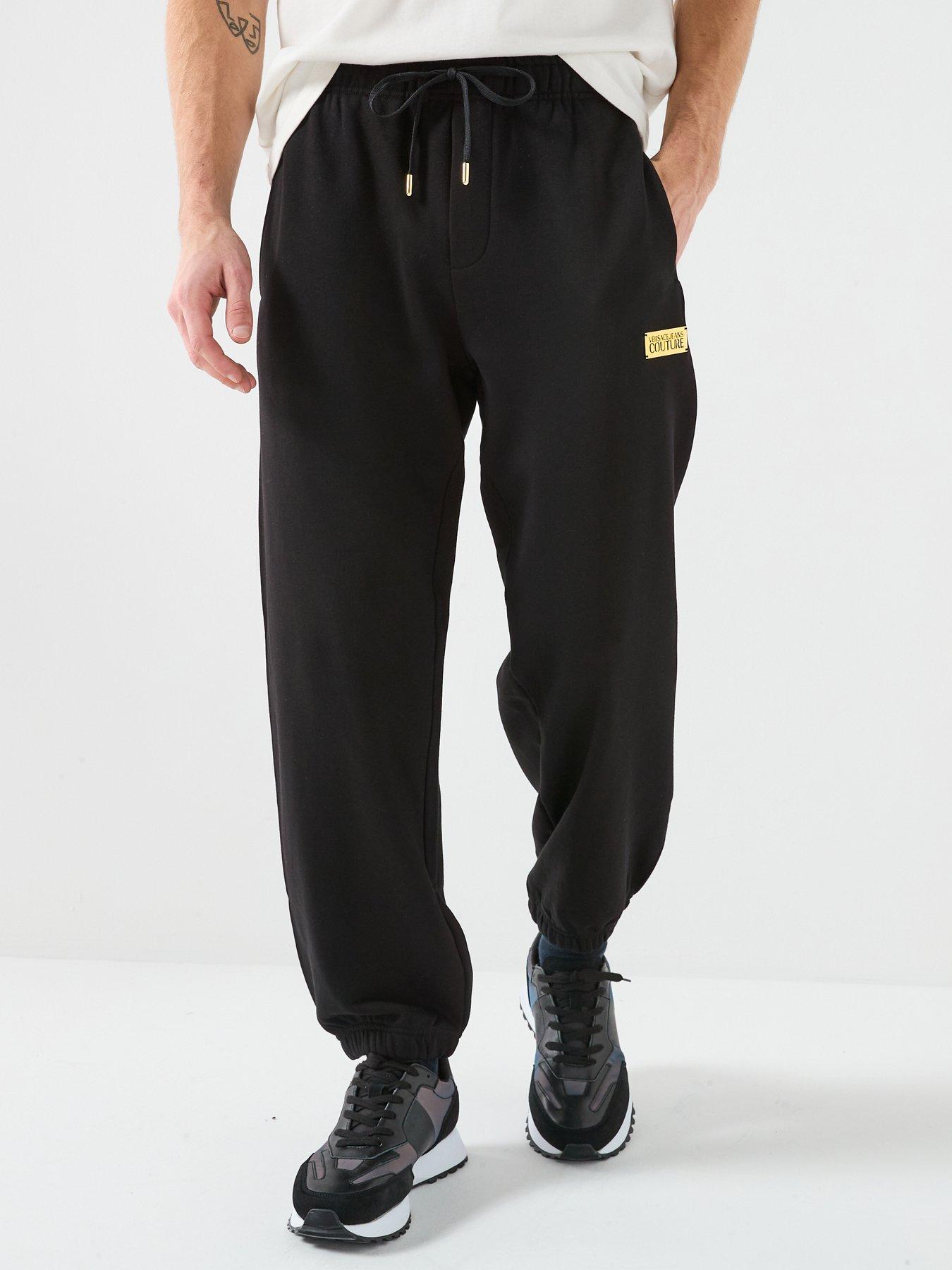  image of versace-jeans-couture-metal-placket-joggers-black
