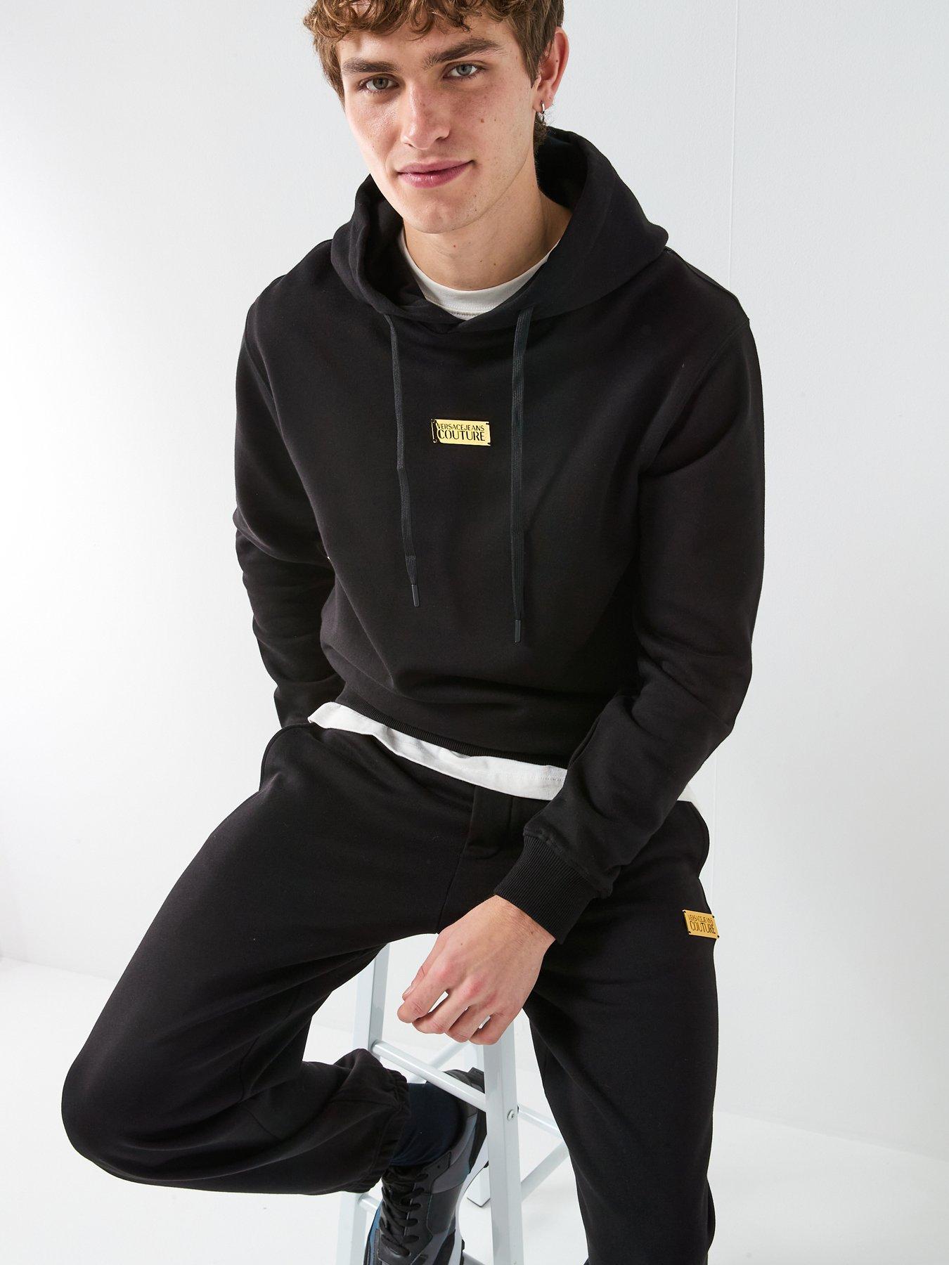  image of versace-jeans-couture-metal-placket-joggers-black