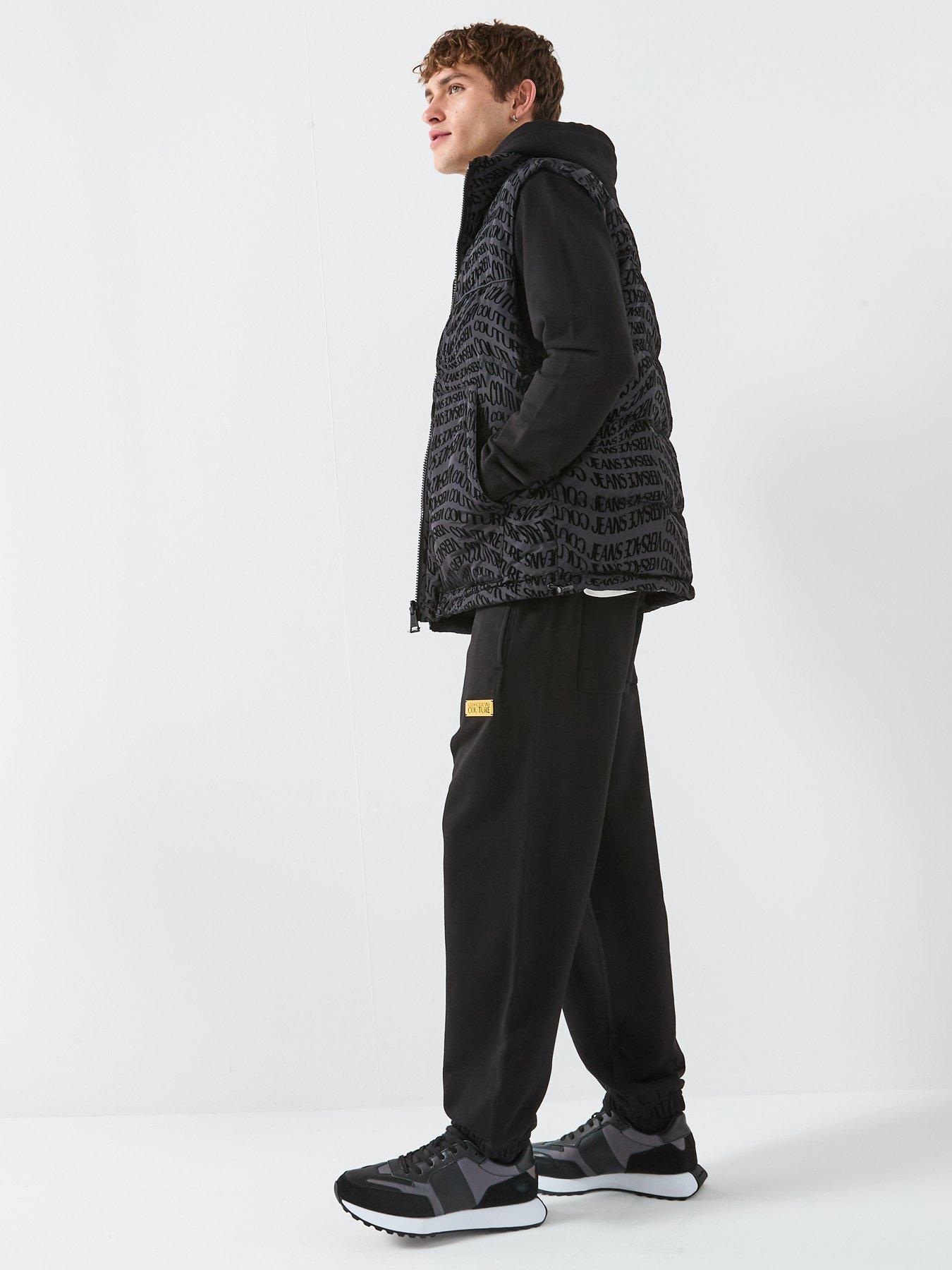  image of versace-jeans-couture-metal-placket-joggers-black