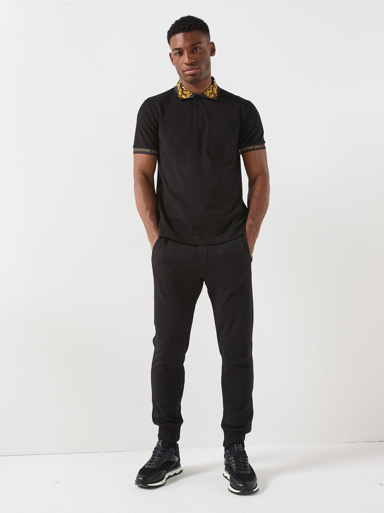 Image 3 of 5 of Versace Jeans Couture Logo Collar Polo Shirt - Black