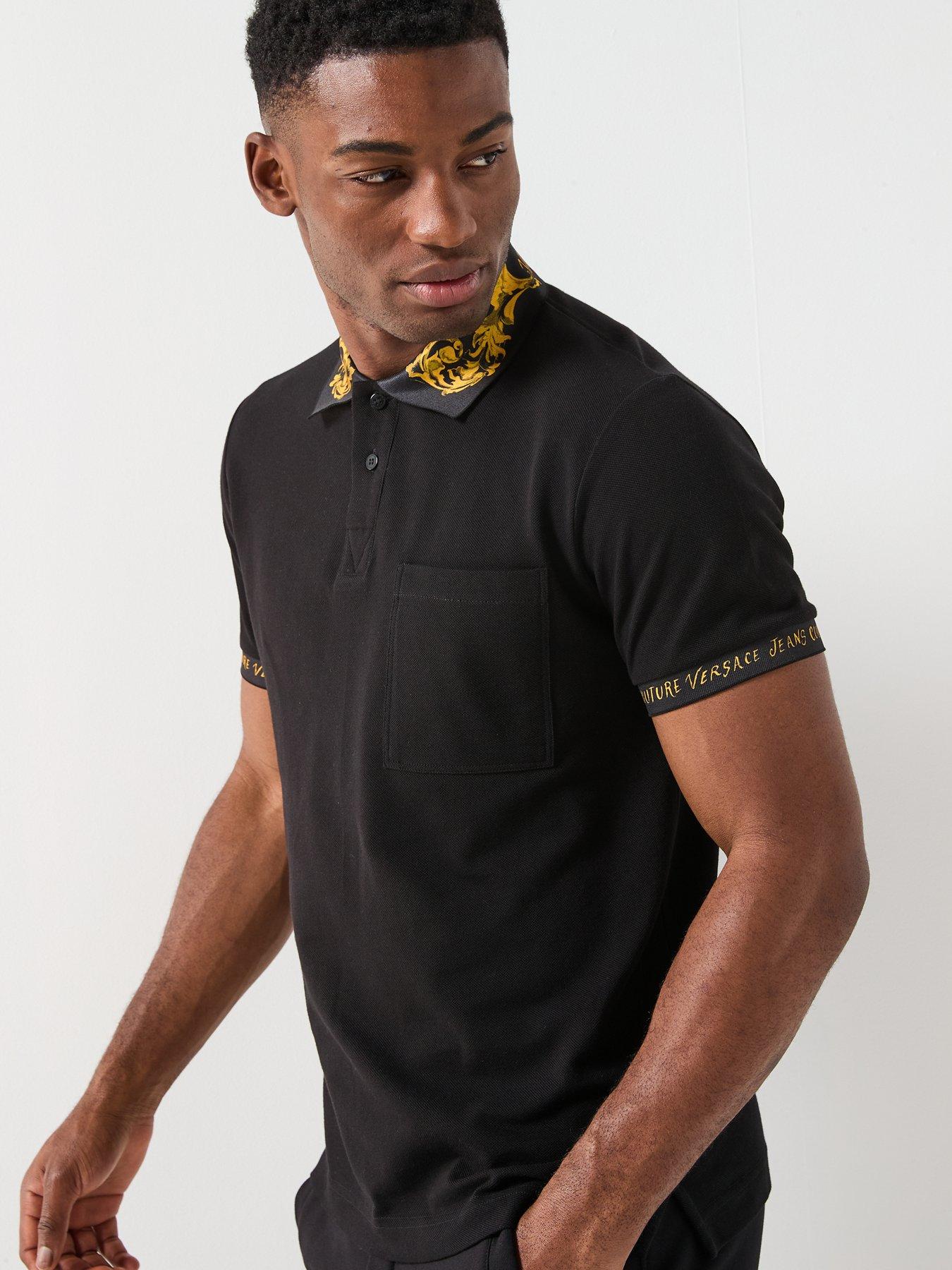 Image 5 of 5 of Versace Jeans Couture Logo Collar Polo Shirt - Black