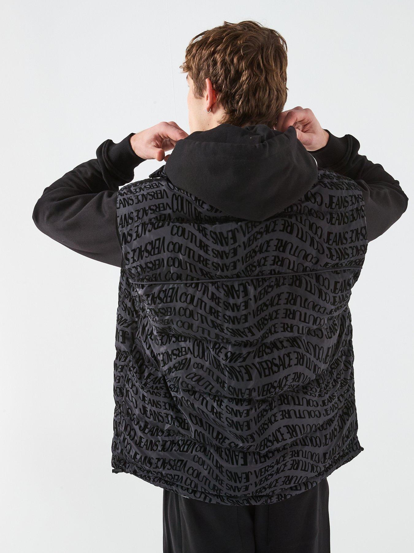  image of versace-jeans-couture-all-over-liquify-reversible-gilet-black
