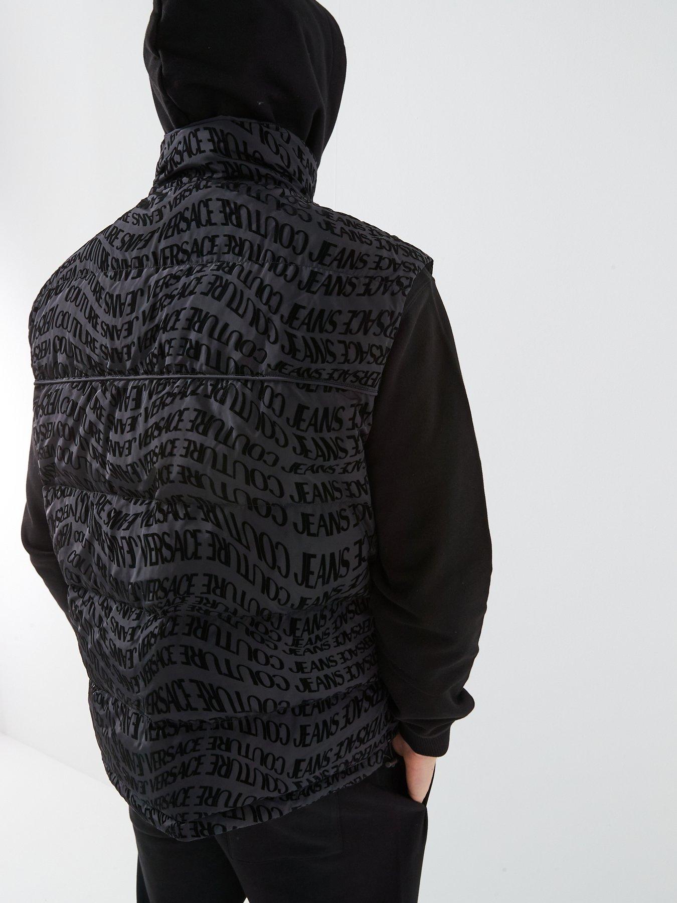  image of versace-jeans-couture-all-over-liquify-reversible-gilet-black
