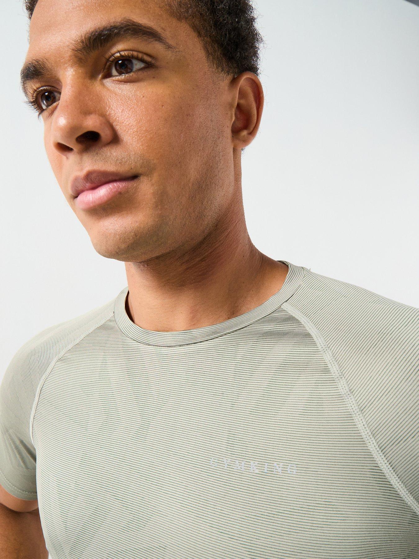 Image 4 of 6 of Gym King Mens Limitless Abstract Knit T-Shirt - Khaki Green