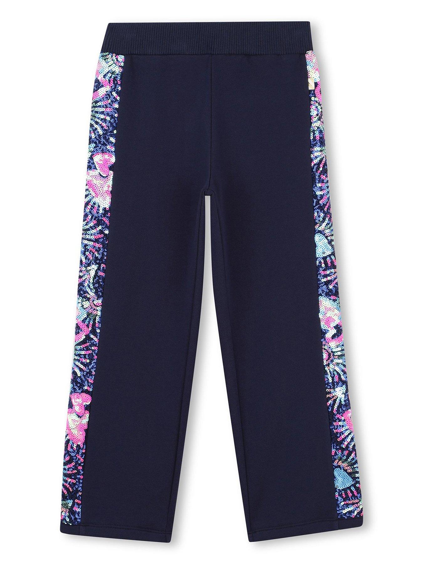 Billieblush Girls Sequin Side Jogging Pants - Navy