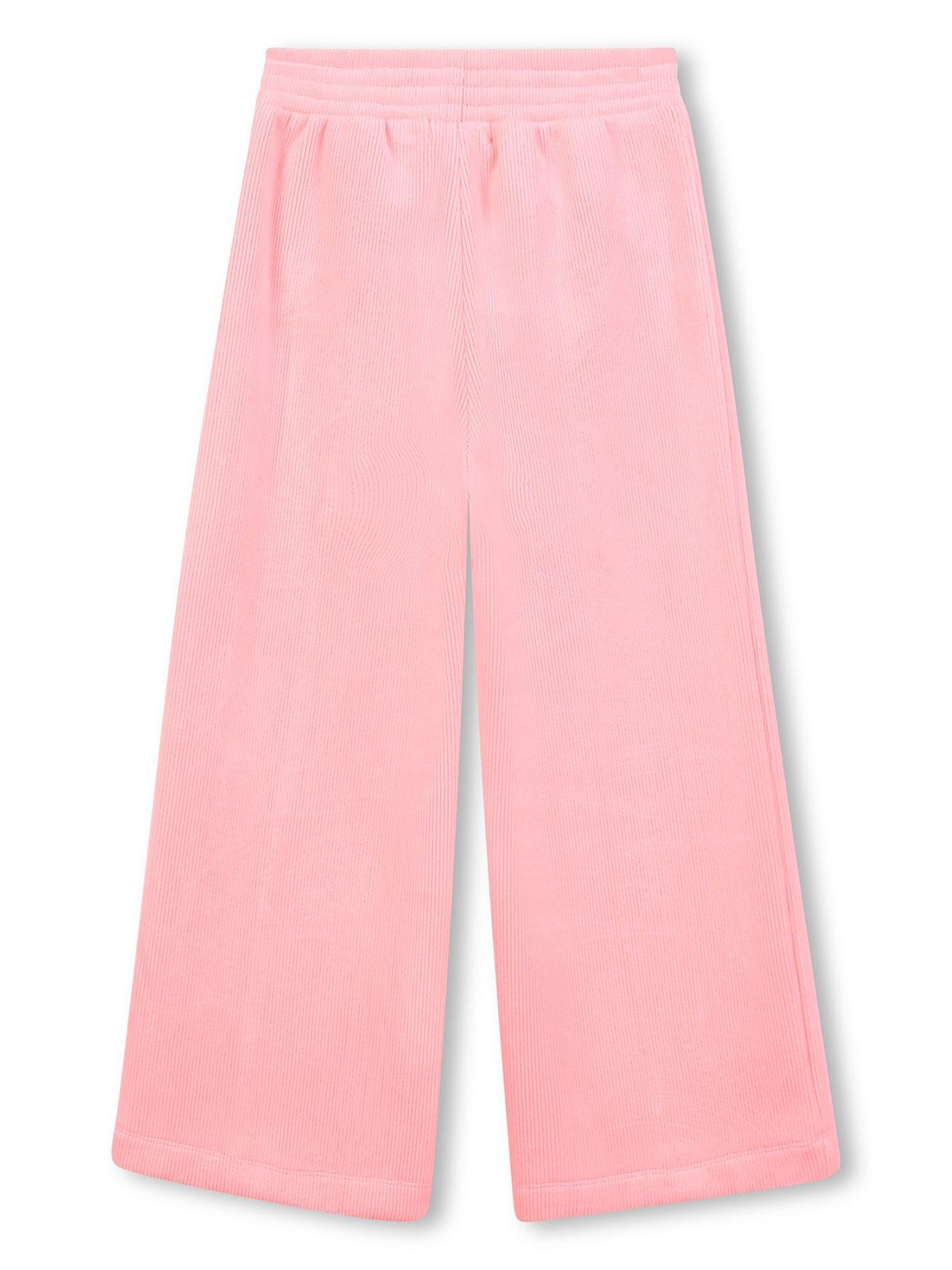 back image of billieblush-girls-velour-wide-leg-pants-pink