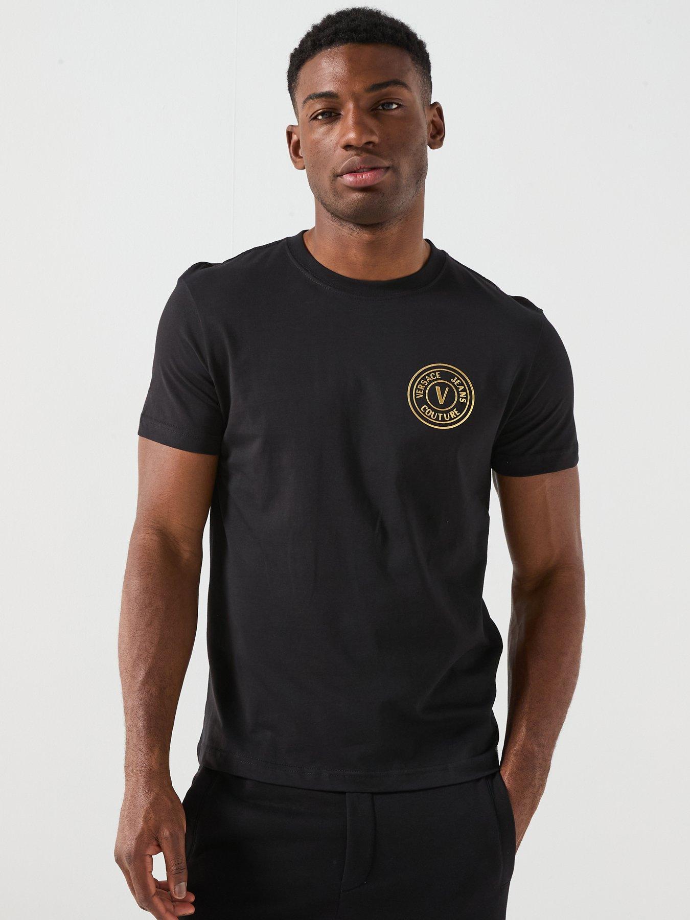 image of versace-jeans-couture-v-emblem-logo-t-shirt-black