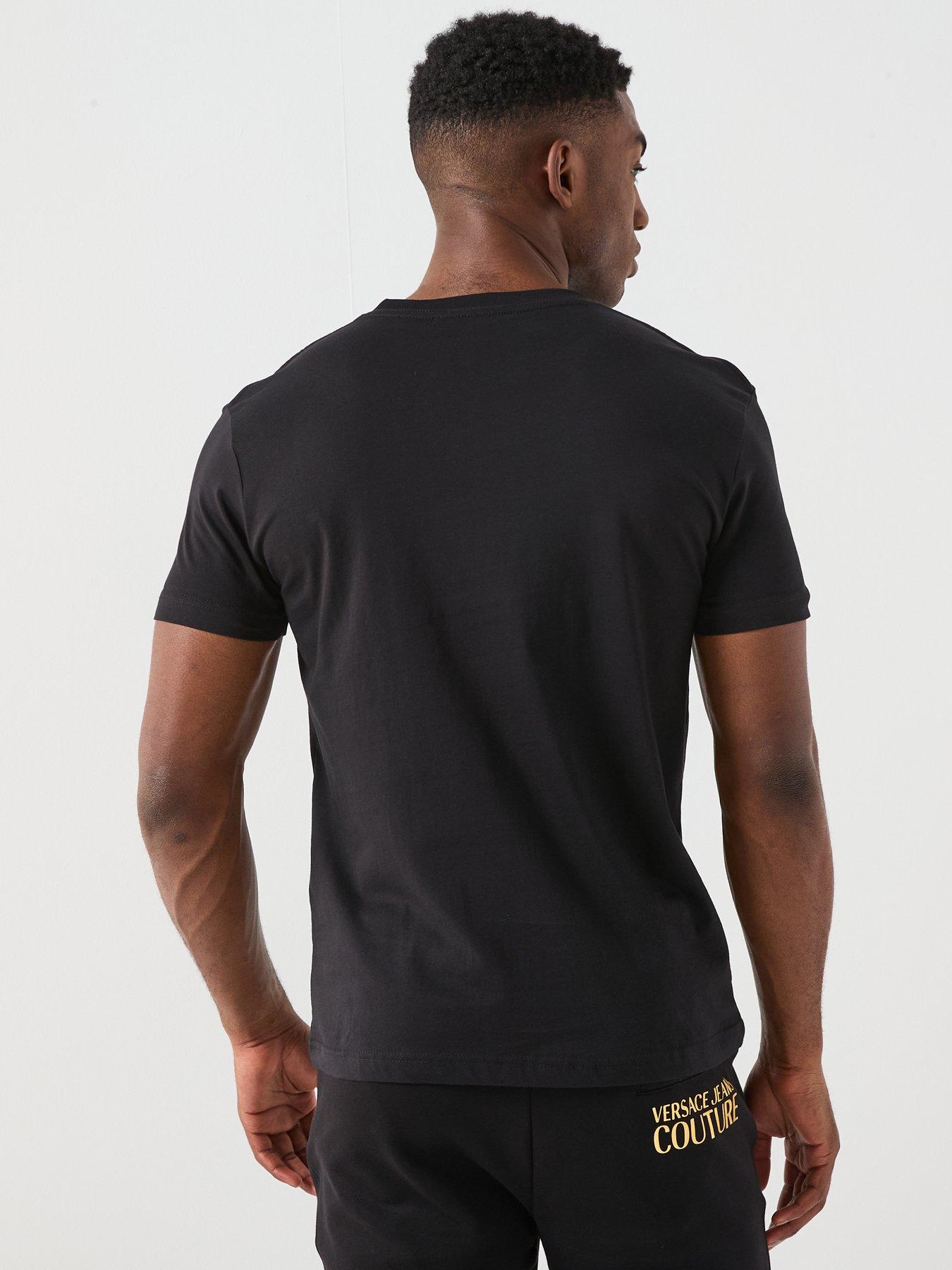 stillFront image of versace-jeans-couture-v-emblem-logo-t-shirt-black