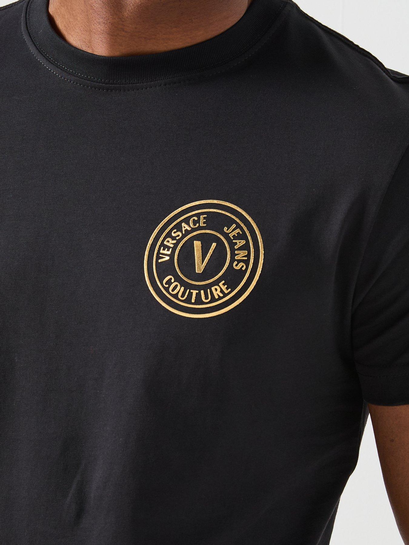  image of versace-jeans-couture-v-emblem-logo-t-shirt-black