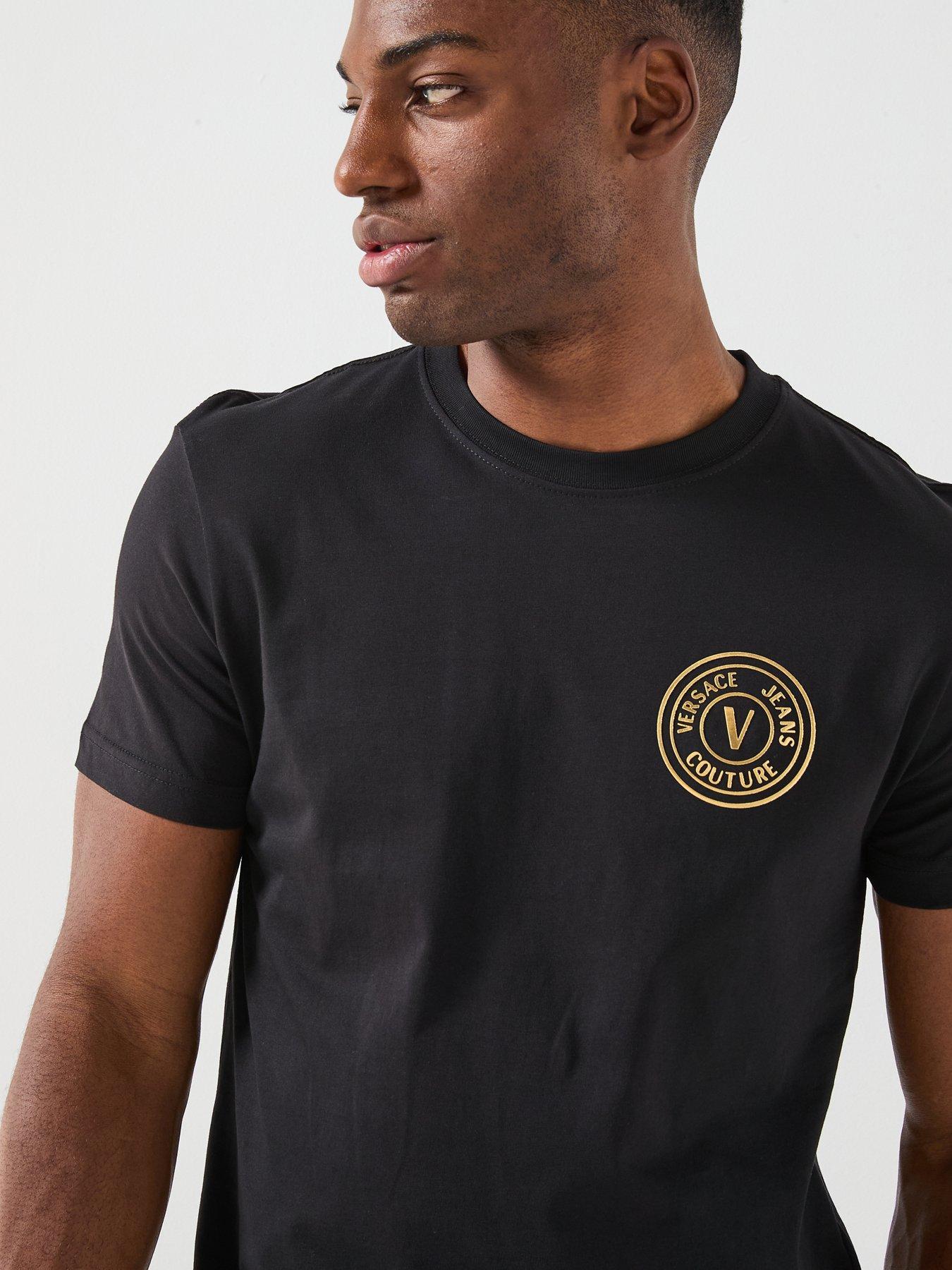  image of versace-jeans-couture-v-emblem-logo-t-shirt-black