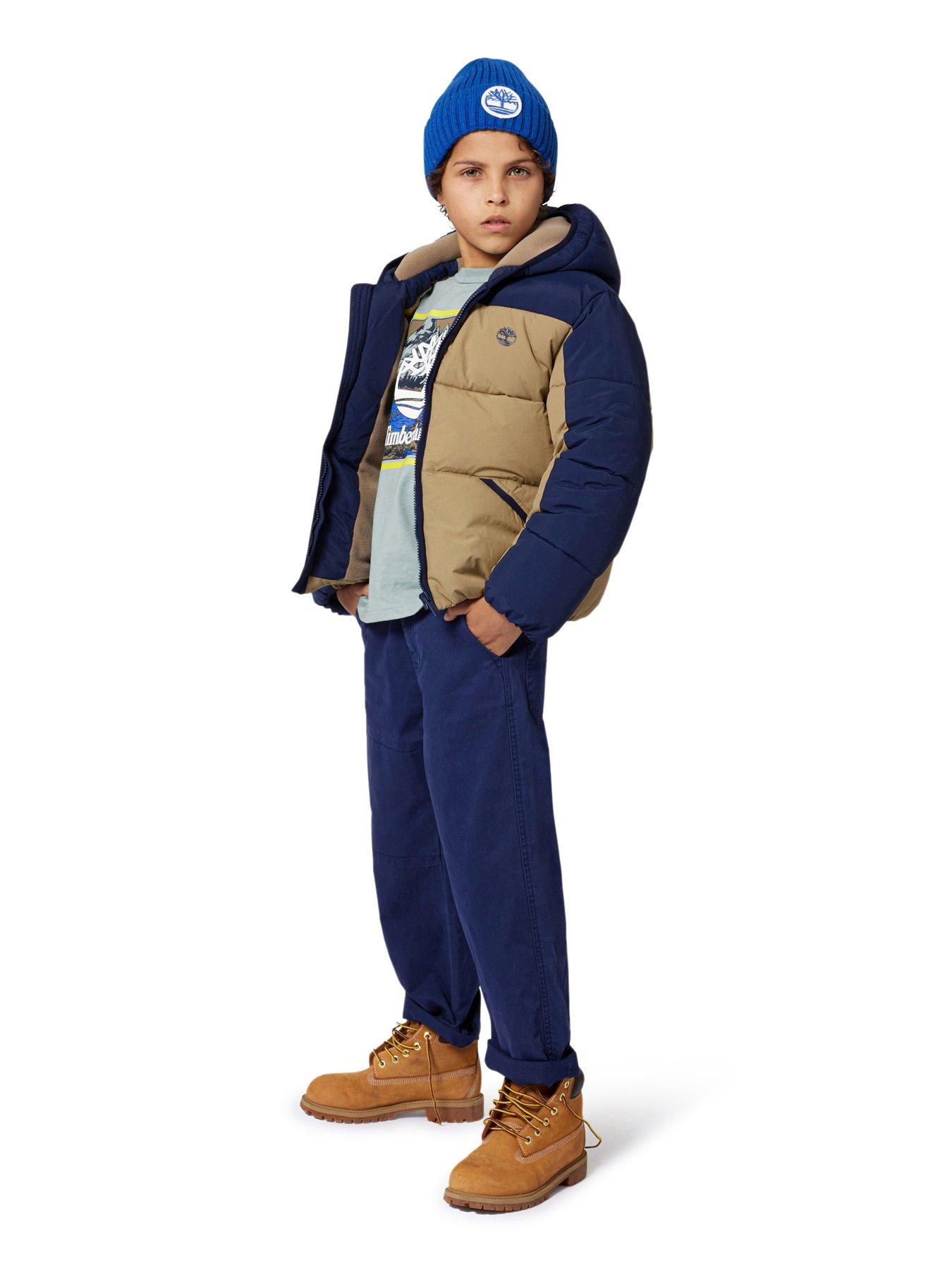 Image 3 of 5 of Timberland Boys Colour Block Padded Jacket - Beige