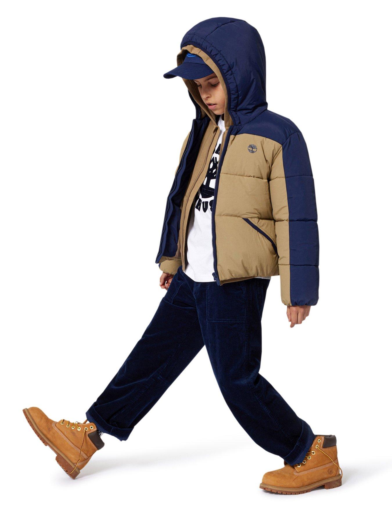 Image 4 of 5 of Timberland Boys Colour Block Padded Jacket - Beige