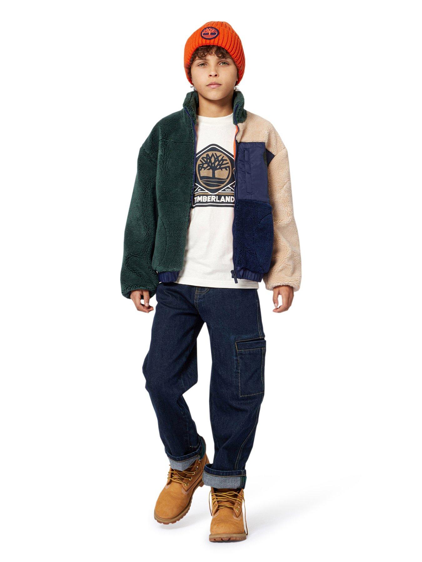  image of timberland-boys-borg-fleece-jacket-dark-green