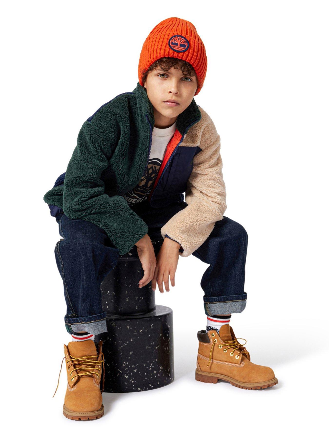  image of timberland-boys-borg-fleece-jacket-dark-green