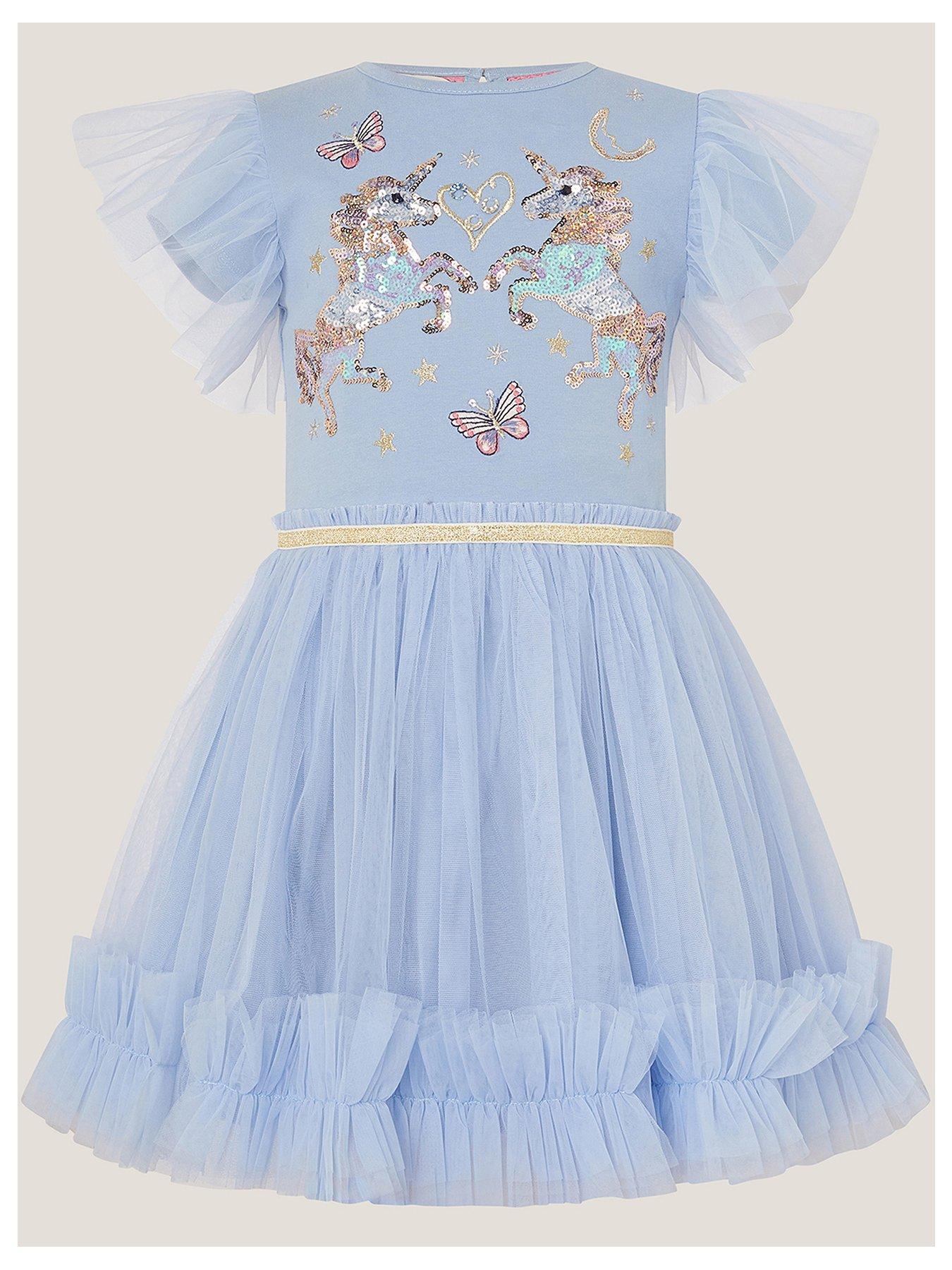undefined Girls Unicorn Disco Dress - Blue