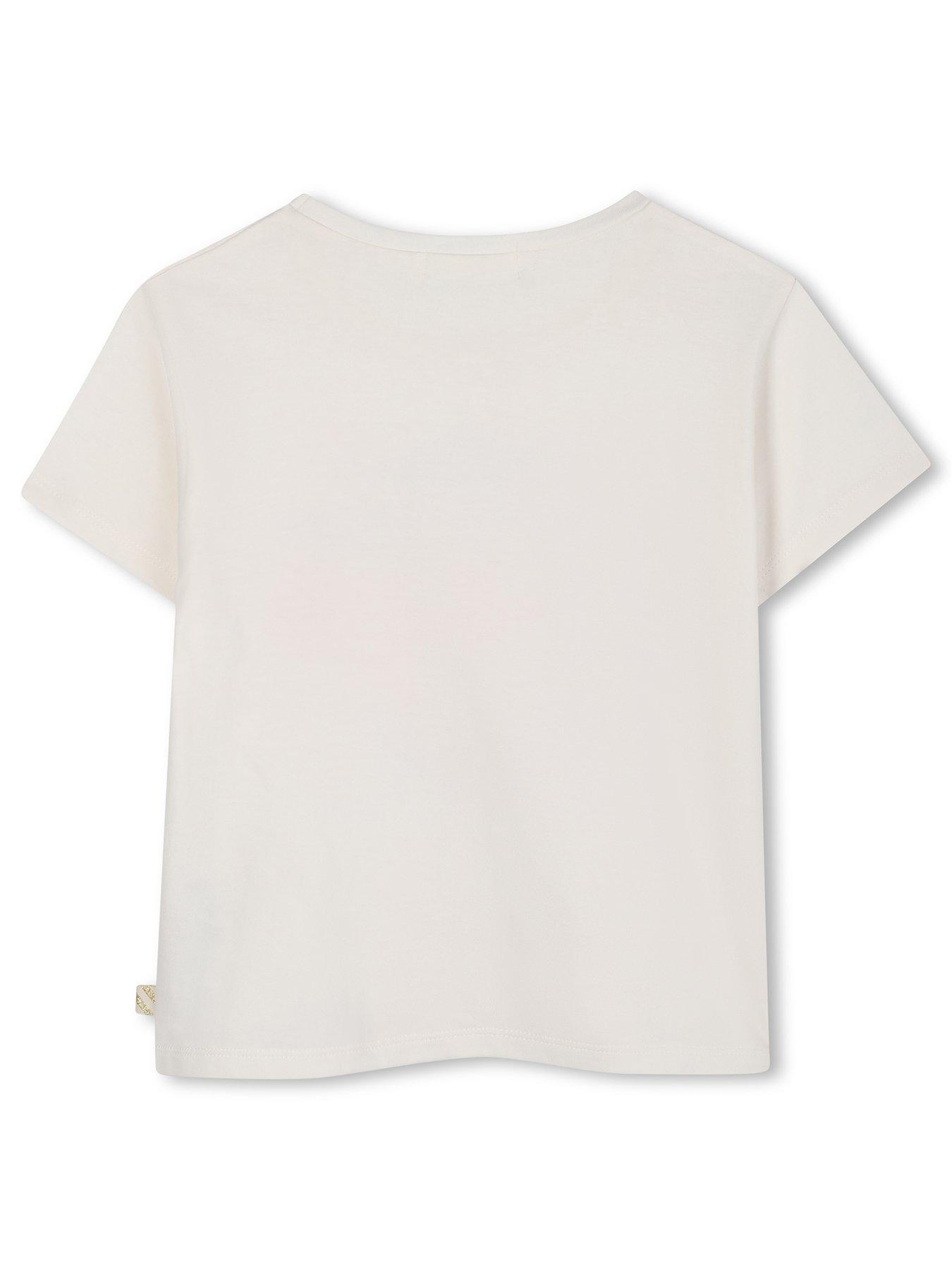  image of billieblush-girls-sequin-trim-short-sleeve-t-shirt-light-cream