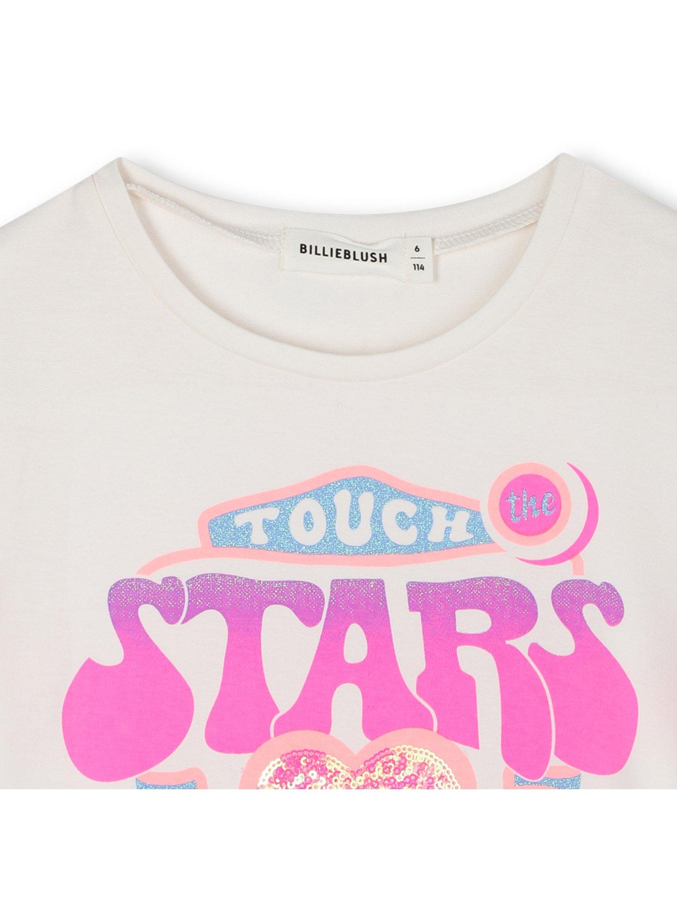  image of billieblush-girls-sequin-trim-short-sleeve-t-shirt-light-cream