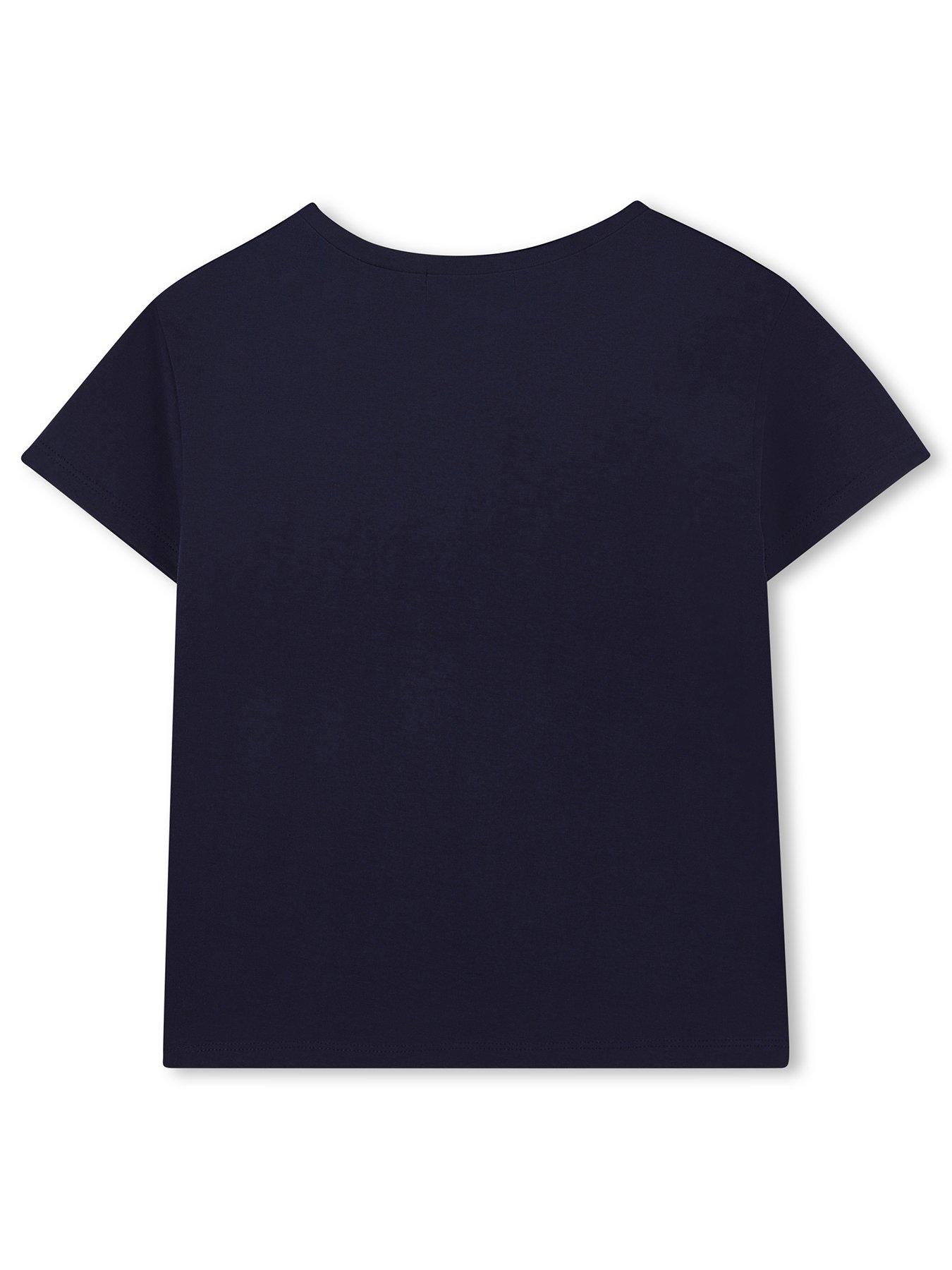 back image of billieblush-girls-sequin-trim-short-sleeve-t-shirt-navy