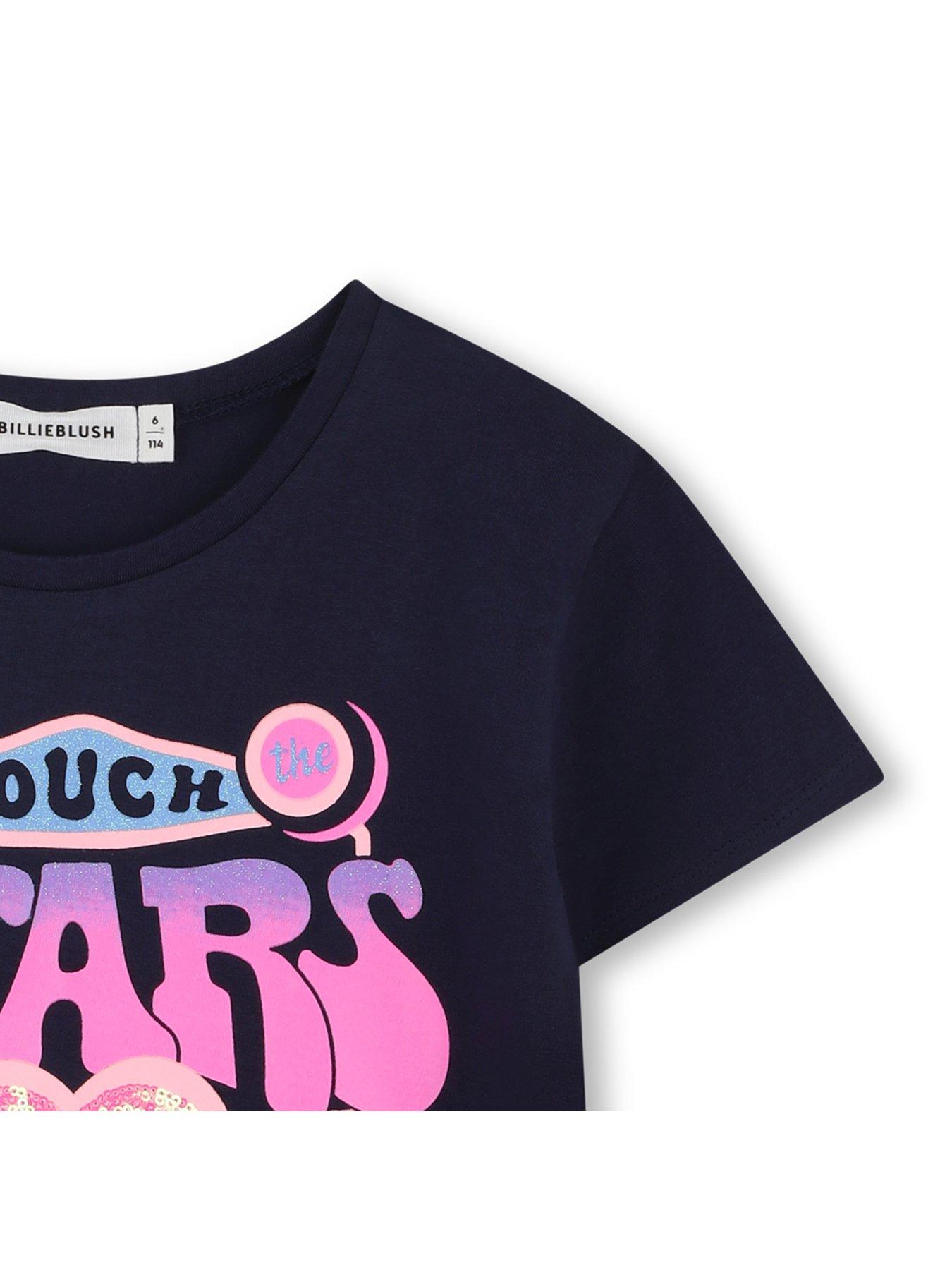  image of billieblush-girls-sequin-trim-short-sleeve-t-shirt-navy
