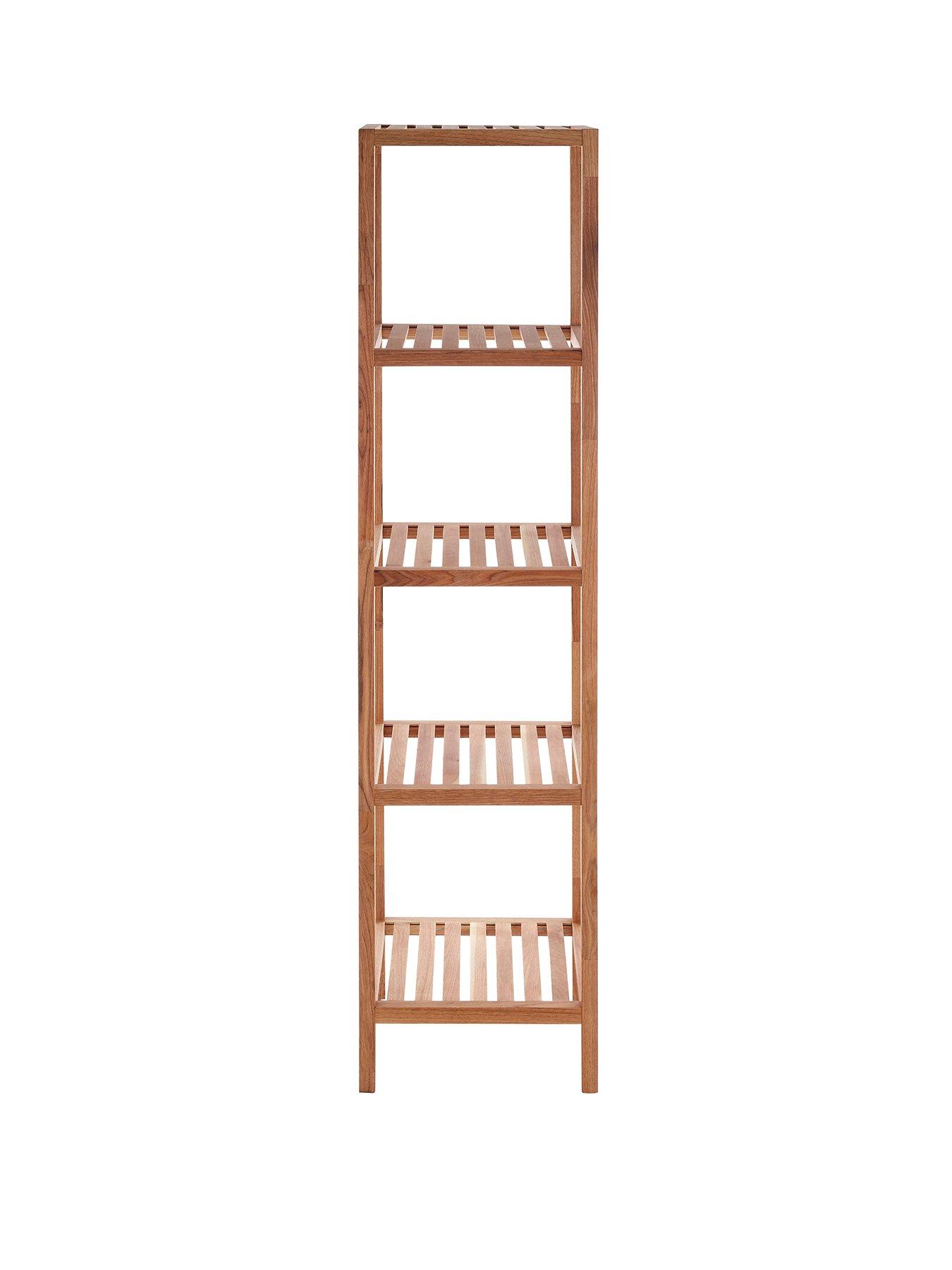 undefined Arla 5 Tier Walnut Wood Bathroom Shelf Unit