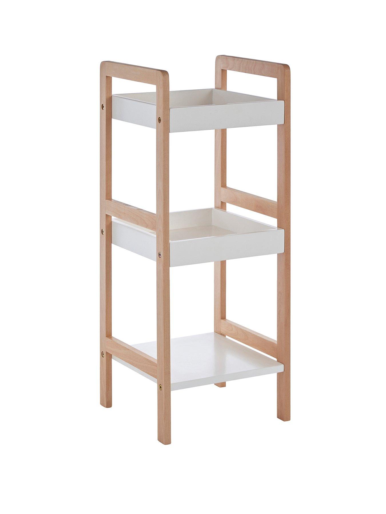 Interiors By Premier Arla 3 Tier Bathroom Shelf Unit With Birchwood Frame