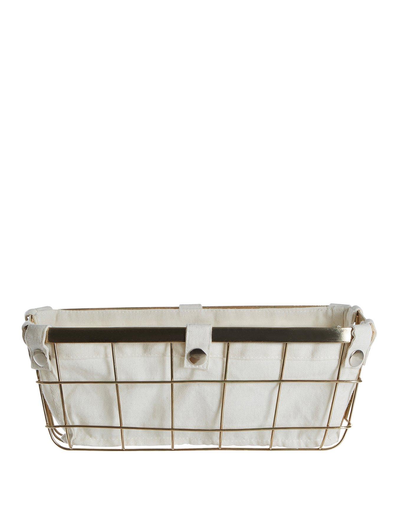 undefined Harga Small Gold Finish Iron Wire Storage Basket