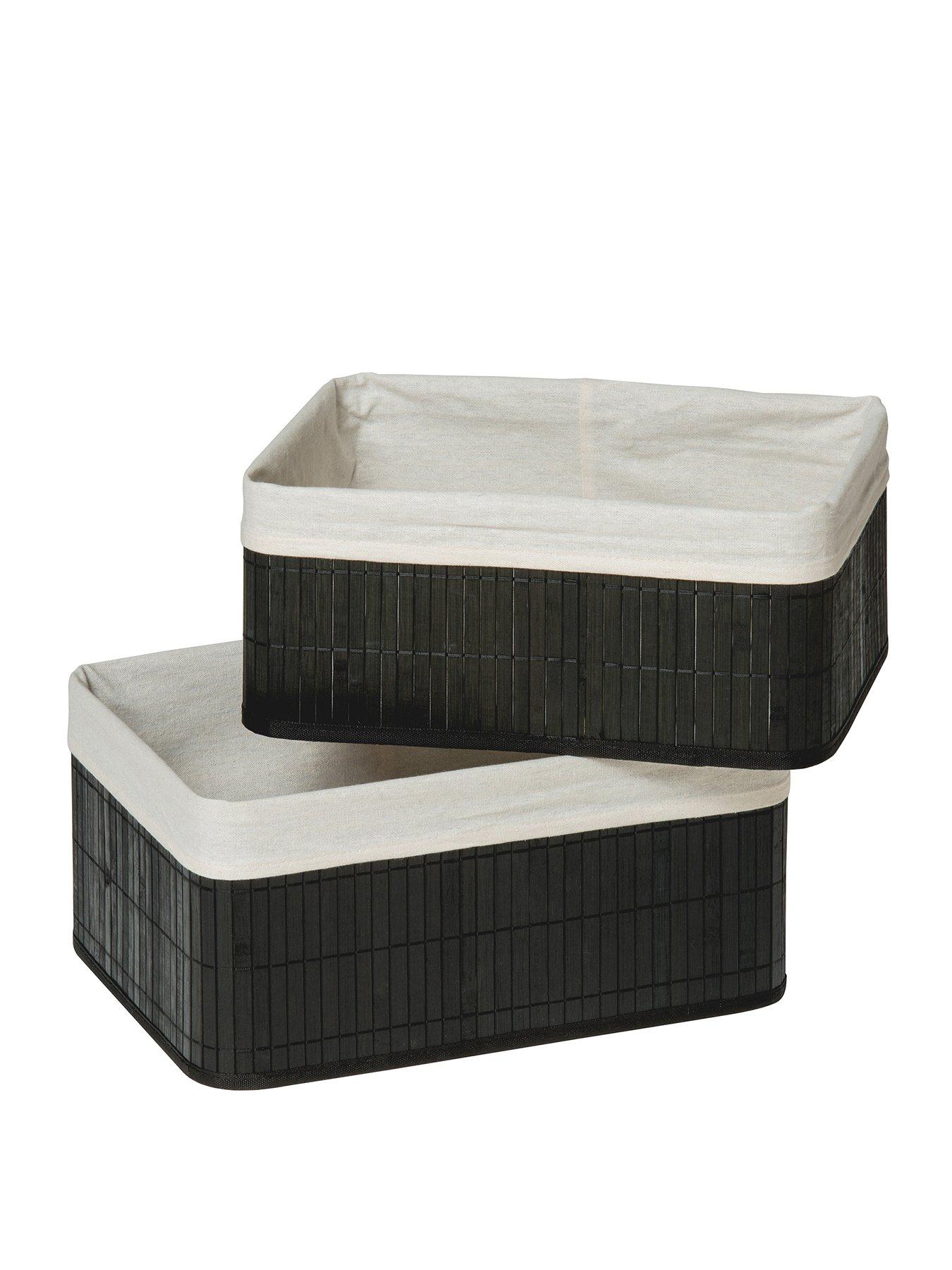 undefined Set Of Two Kankyo Black Bamboo Storage Boxes