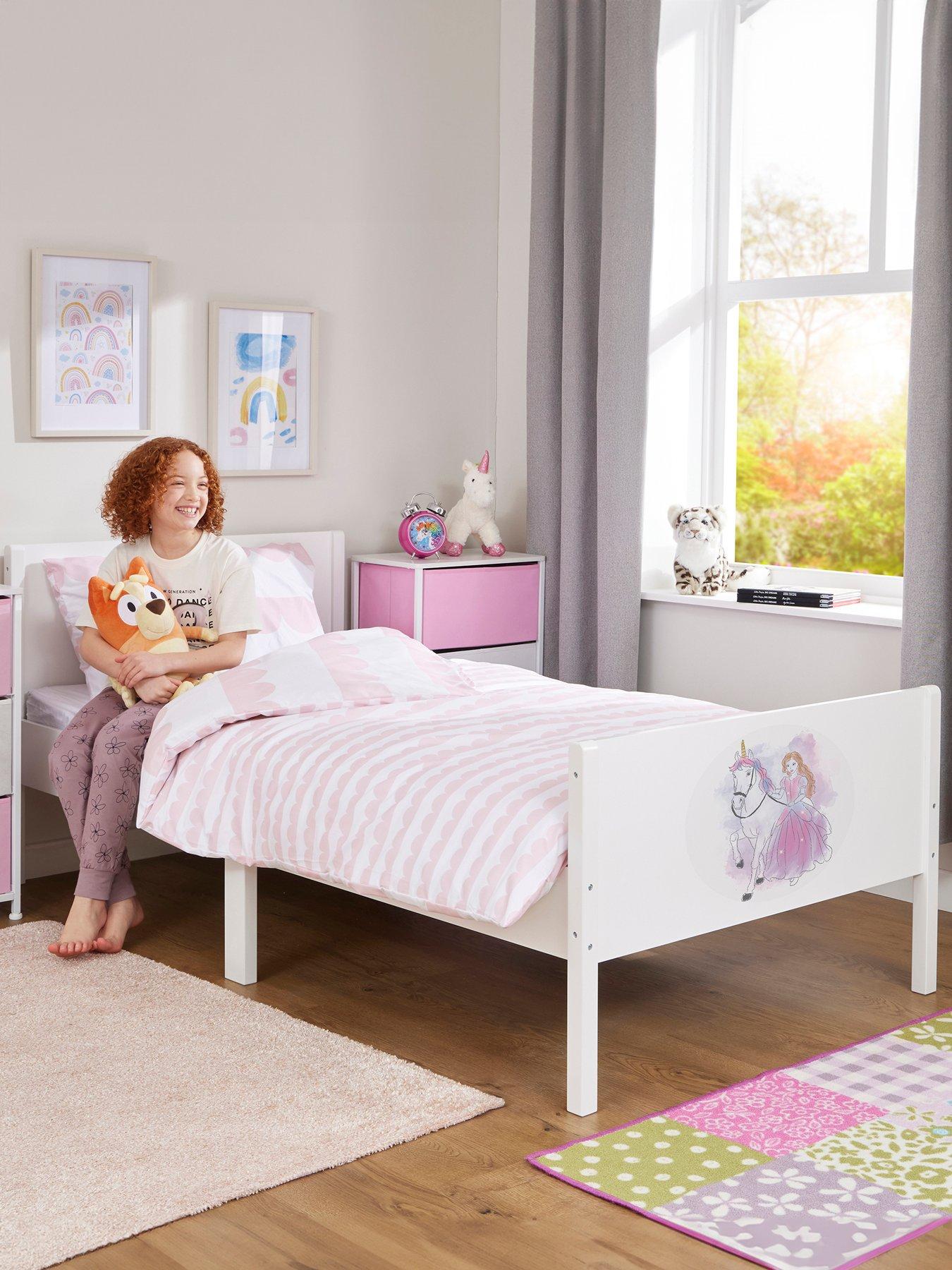 undefined Kids White Single Bed - Princess And Unicorn