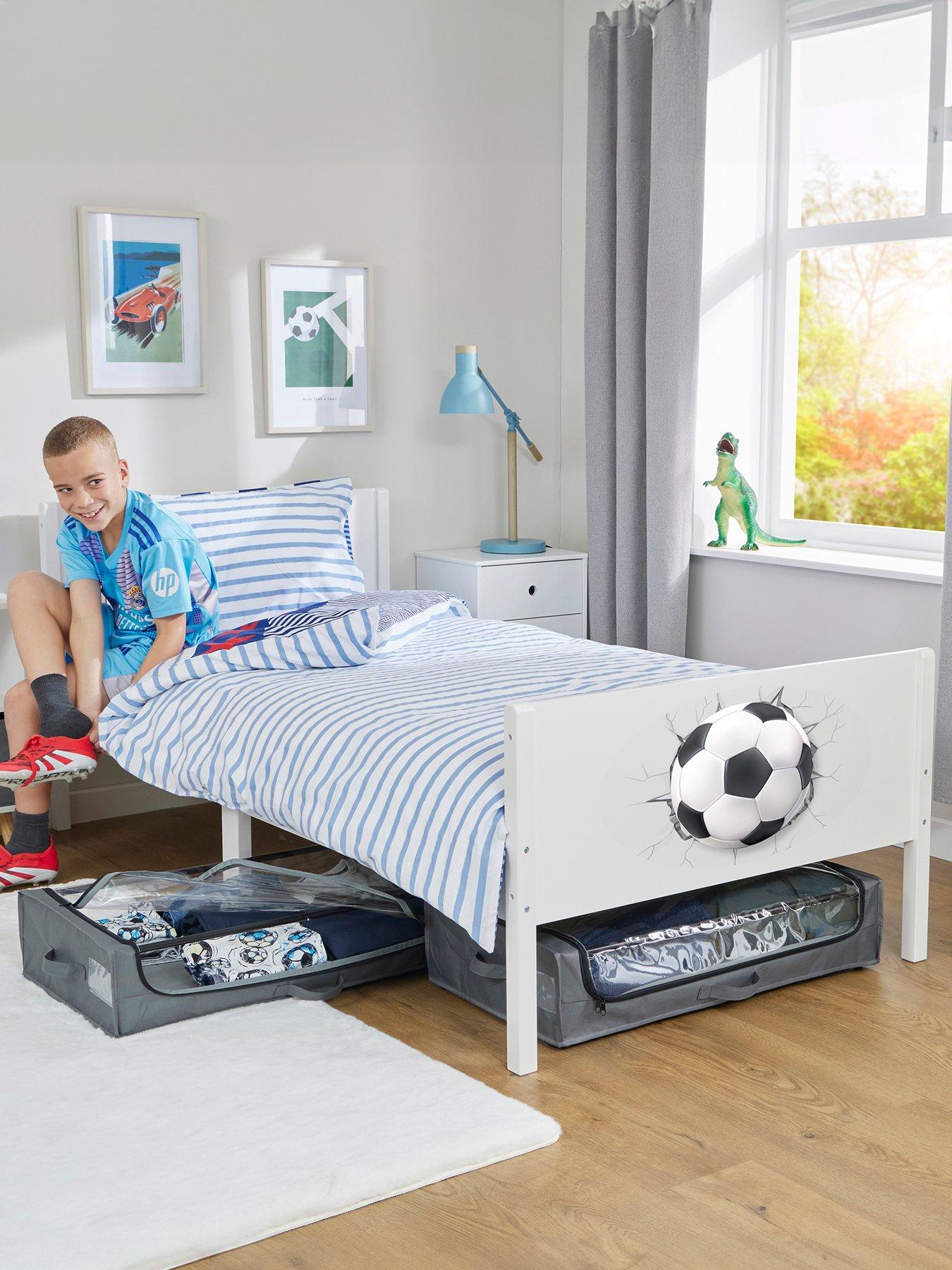 undefined Kids White Single Bed - Football