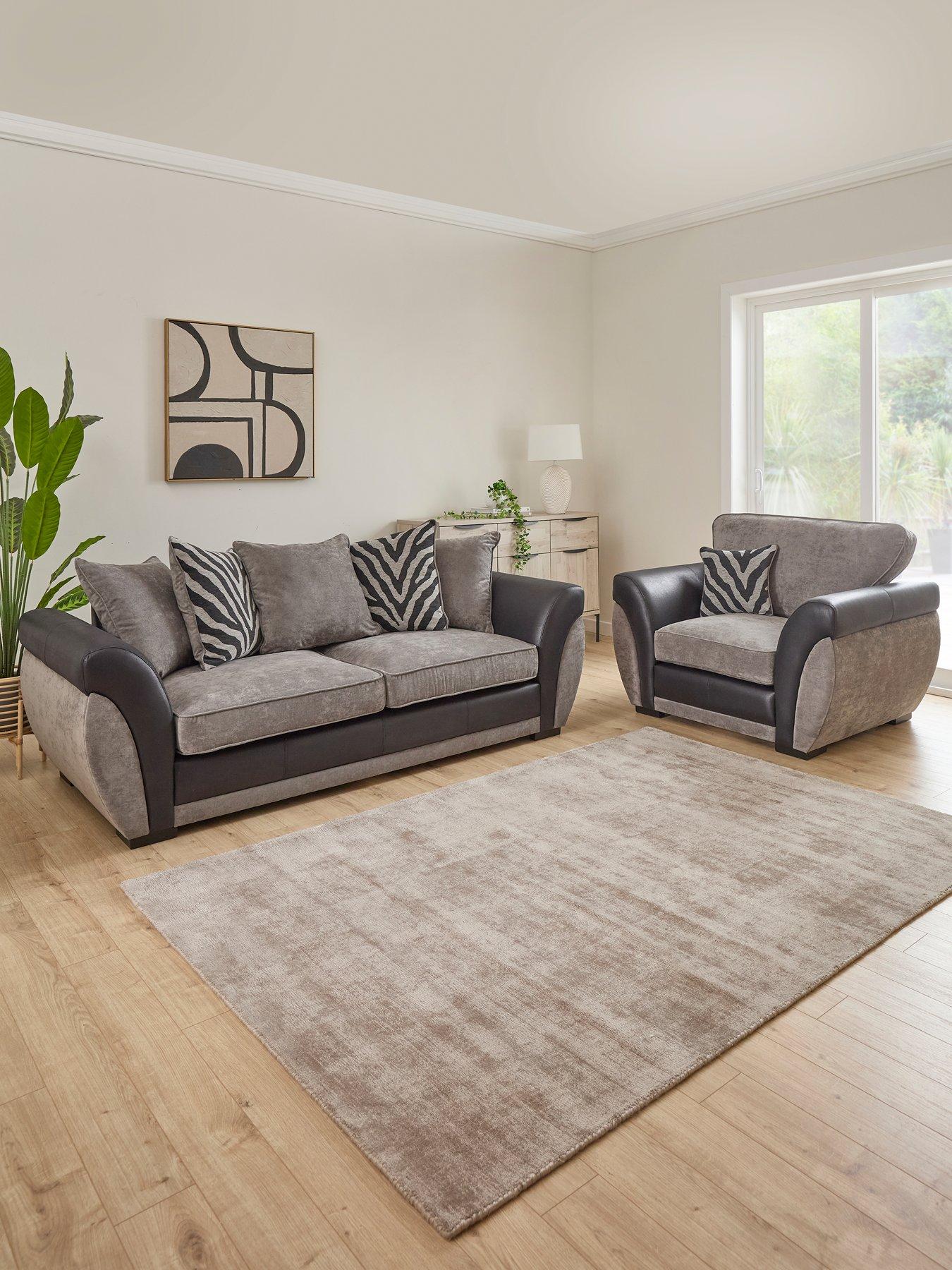 The Very Collection Nova Fabric/Faux Leather 3 Seater Sofa + Armchair Set (Buy  &  SAVE!) - FSC® Certified