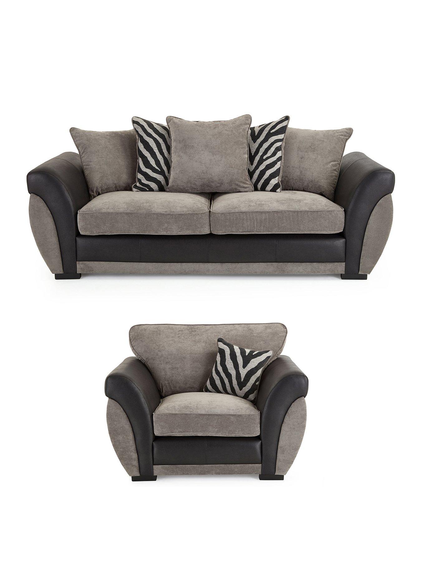 Image 2 of 7 of The Very Collection Nova Fabric/Faux Leather 3 Seater Sofa + Armchair&nbsp;Set (Buy &amp; SAVE!) - FSC&reg; Certified