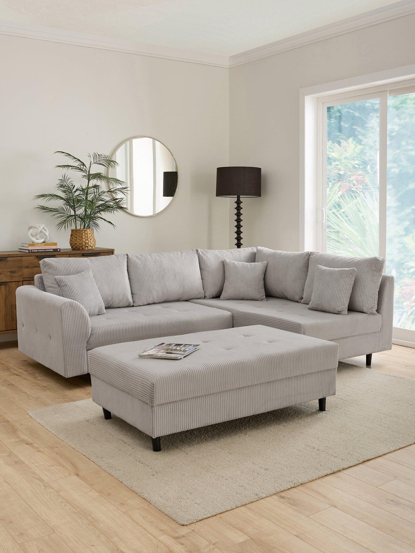 The Very Collection Rune Cord Right Hand Corner Chaise + Footstool Set (Buy and SAVE!) - FSC® Certified
